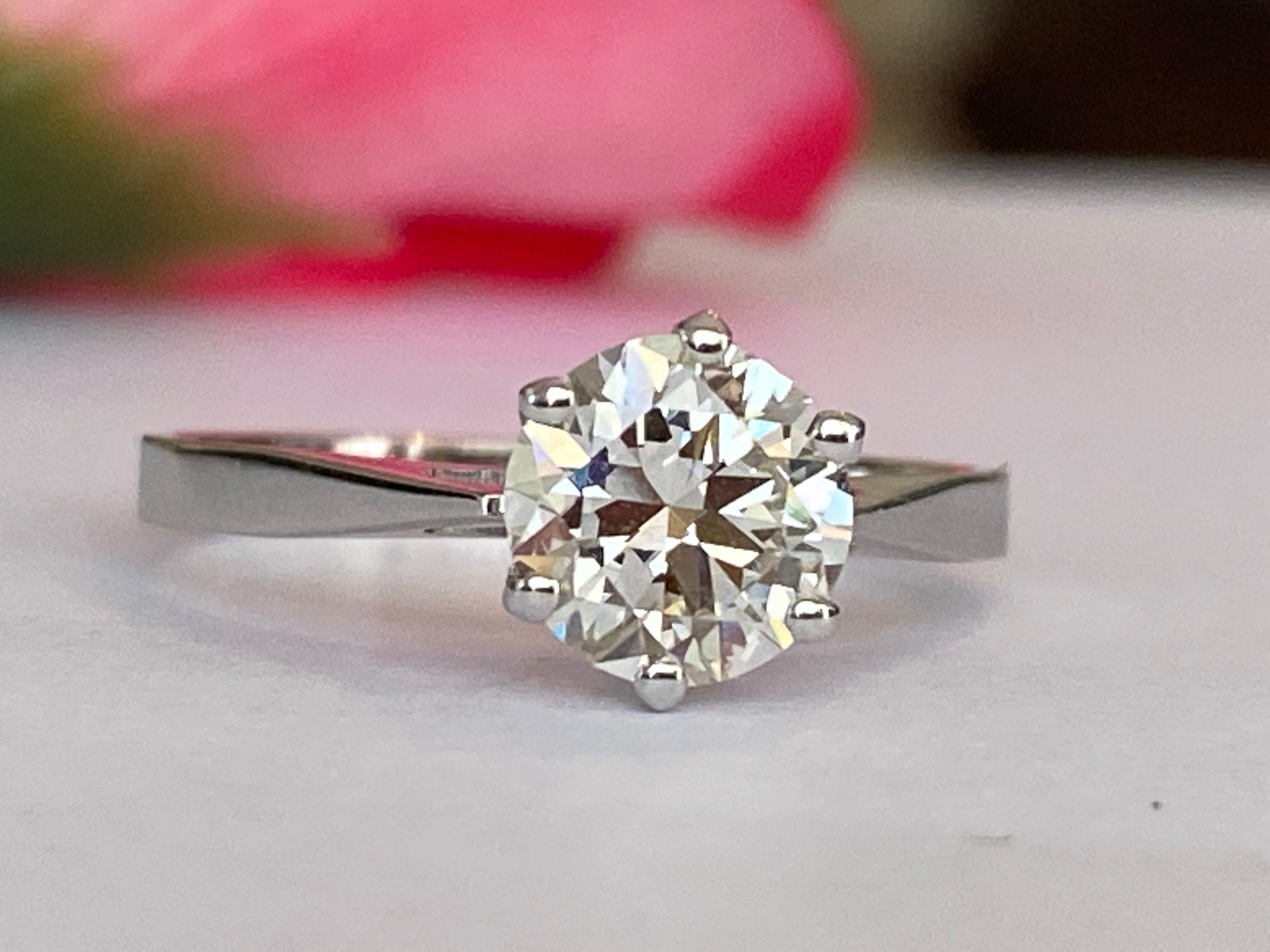 Certified 1.24 Carat  Old European Cut Diamond  White Gold Ring