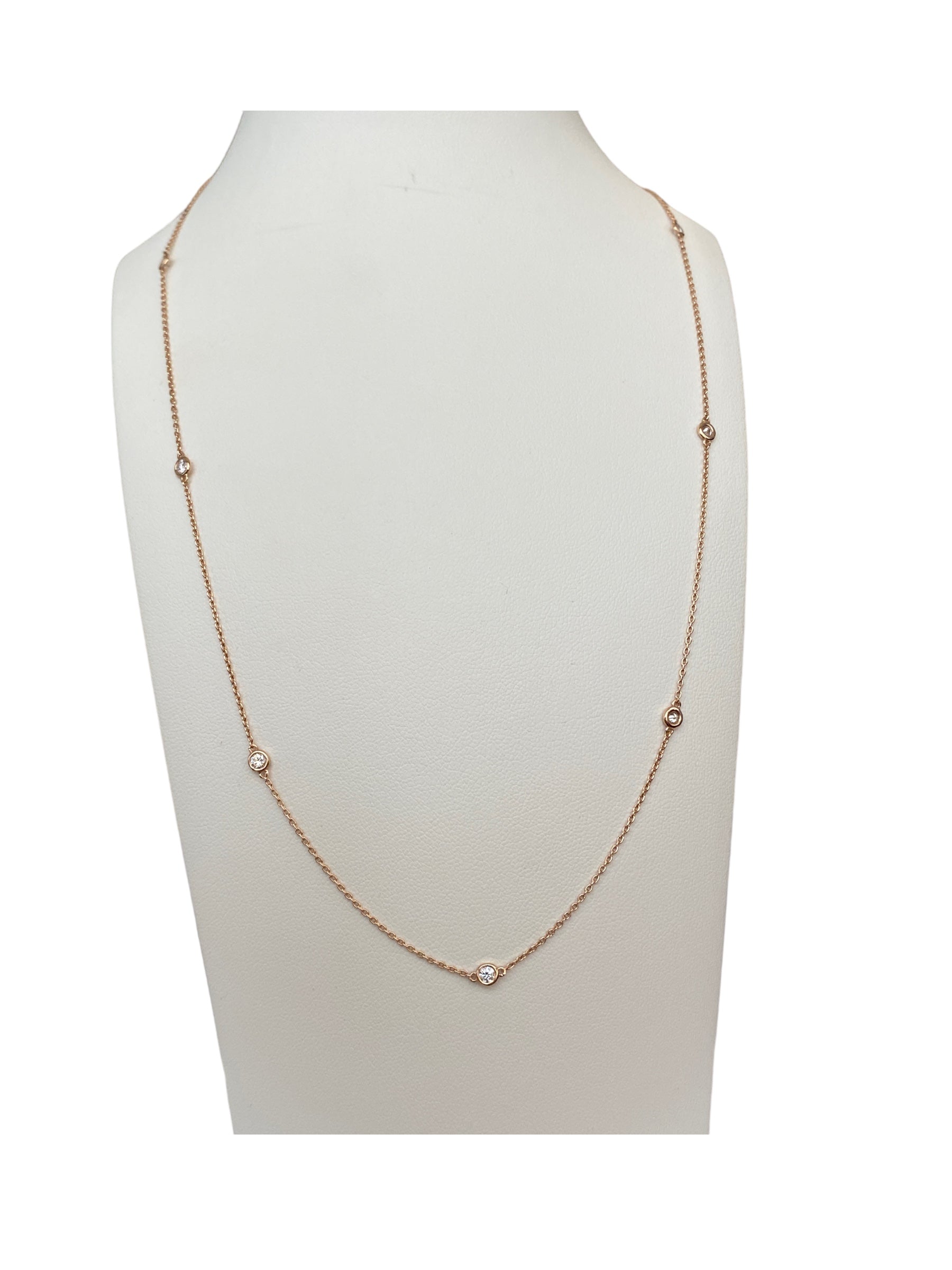 18K Pink Gold Necklace with 0.40 Ct Diamonds