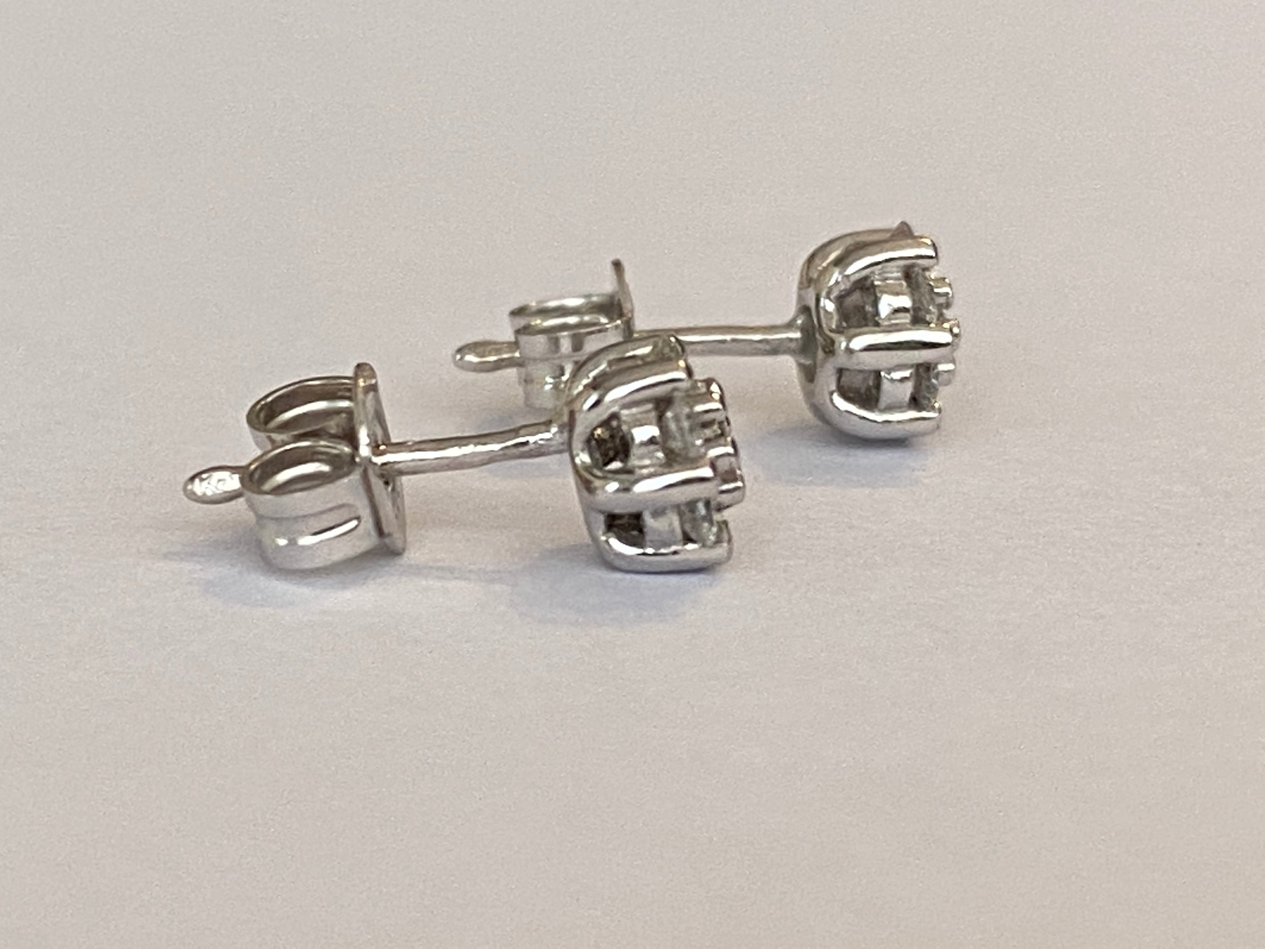 Vintage White Gold Rosette Diamond Earrings – A Timeless Elegance