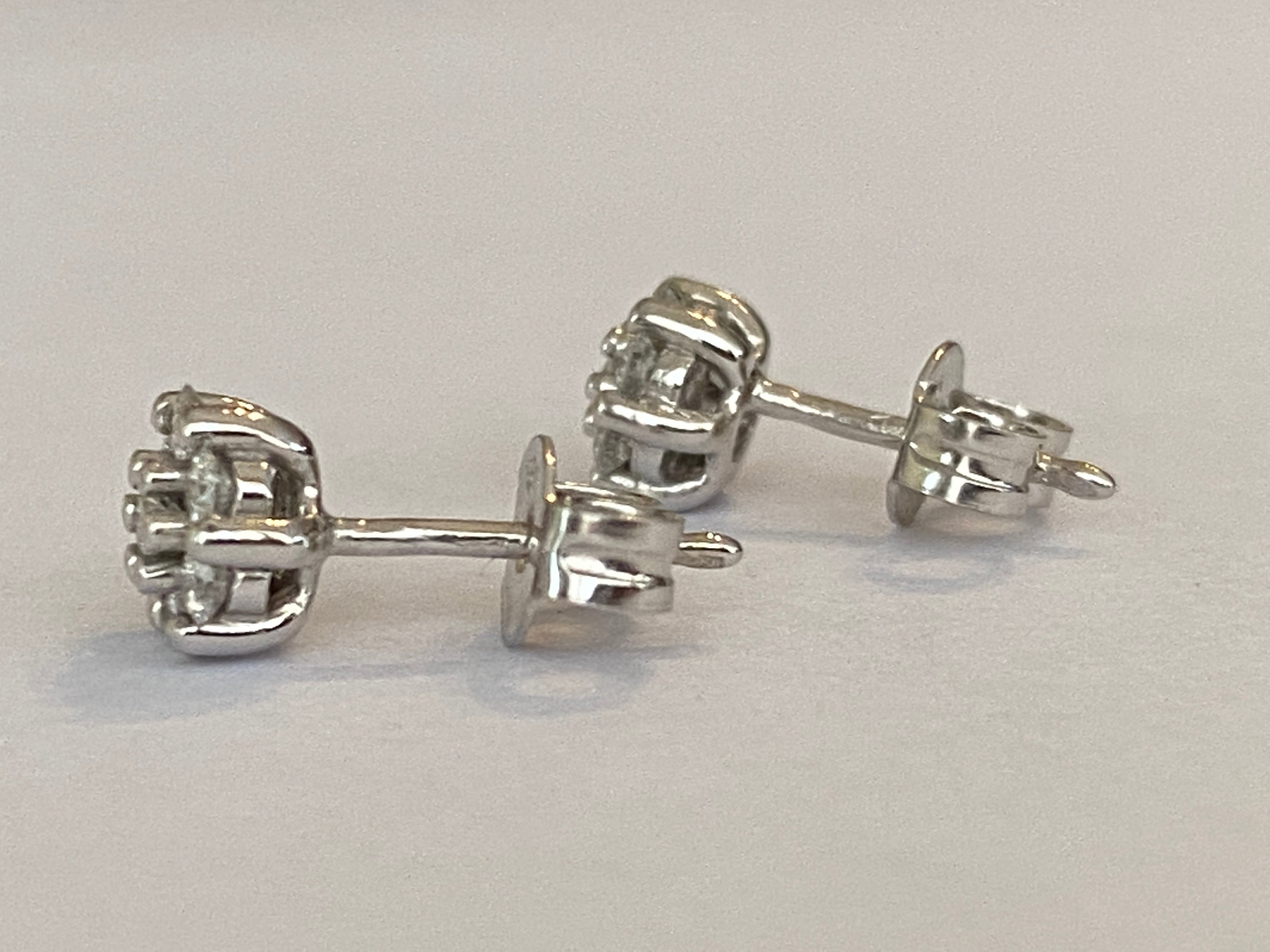 Vintage White Gold Rosette Diamond Earrings – A Timeless Elegance