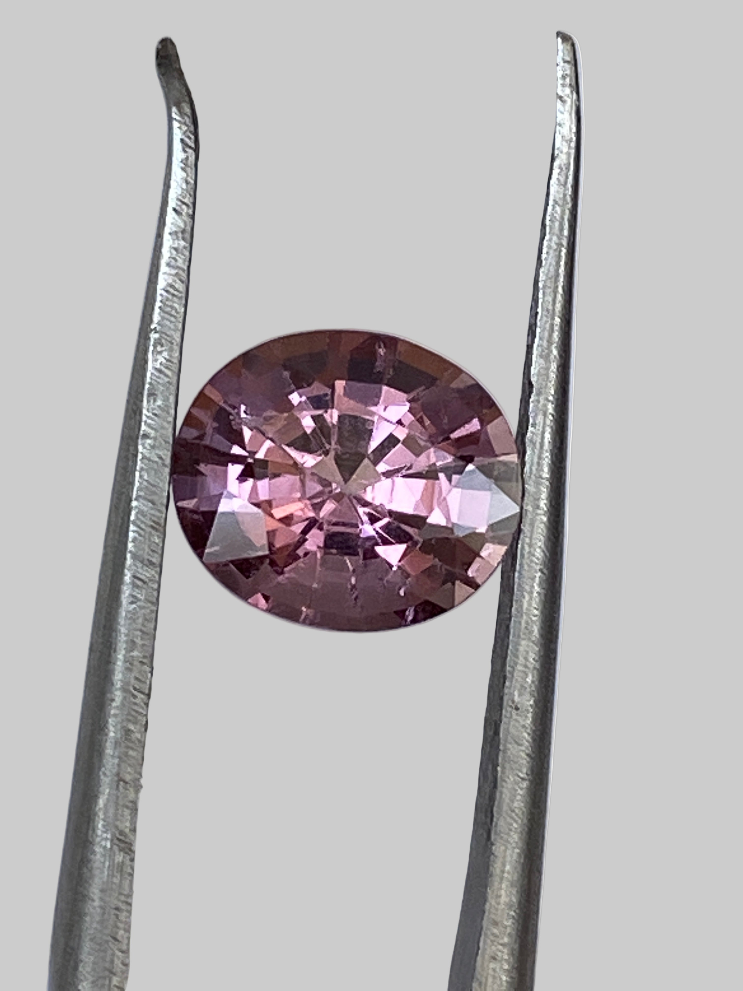 ALGT Certified 1.85 carat oval mixed cut Intense Pink Spinel