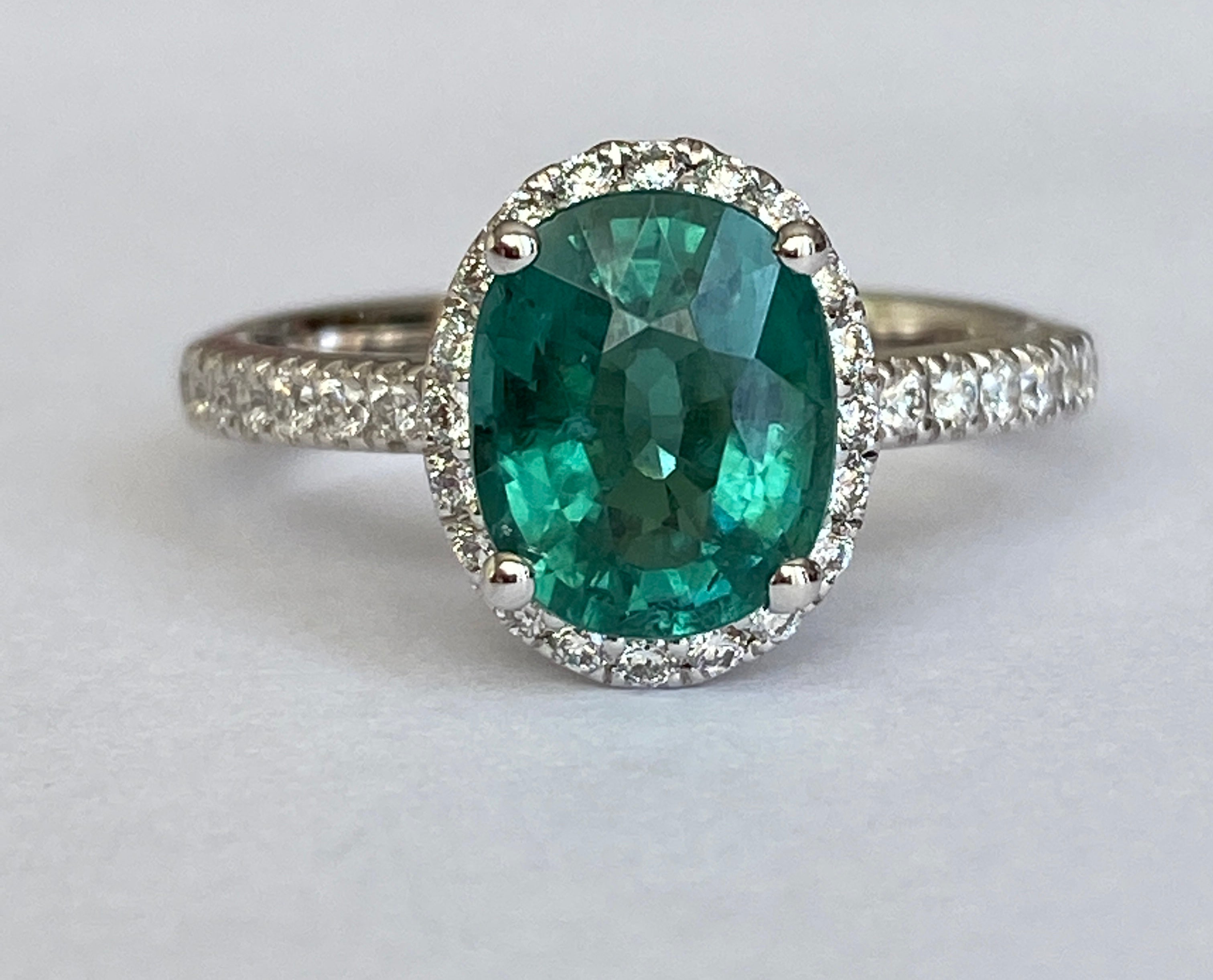 ALGT Certified 2.08 Carat Lagoon Tourmaline Diamond Cocktail Gold ring