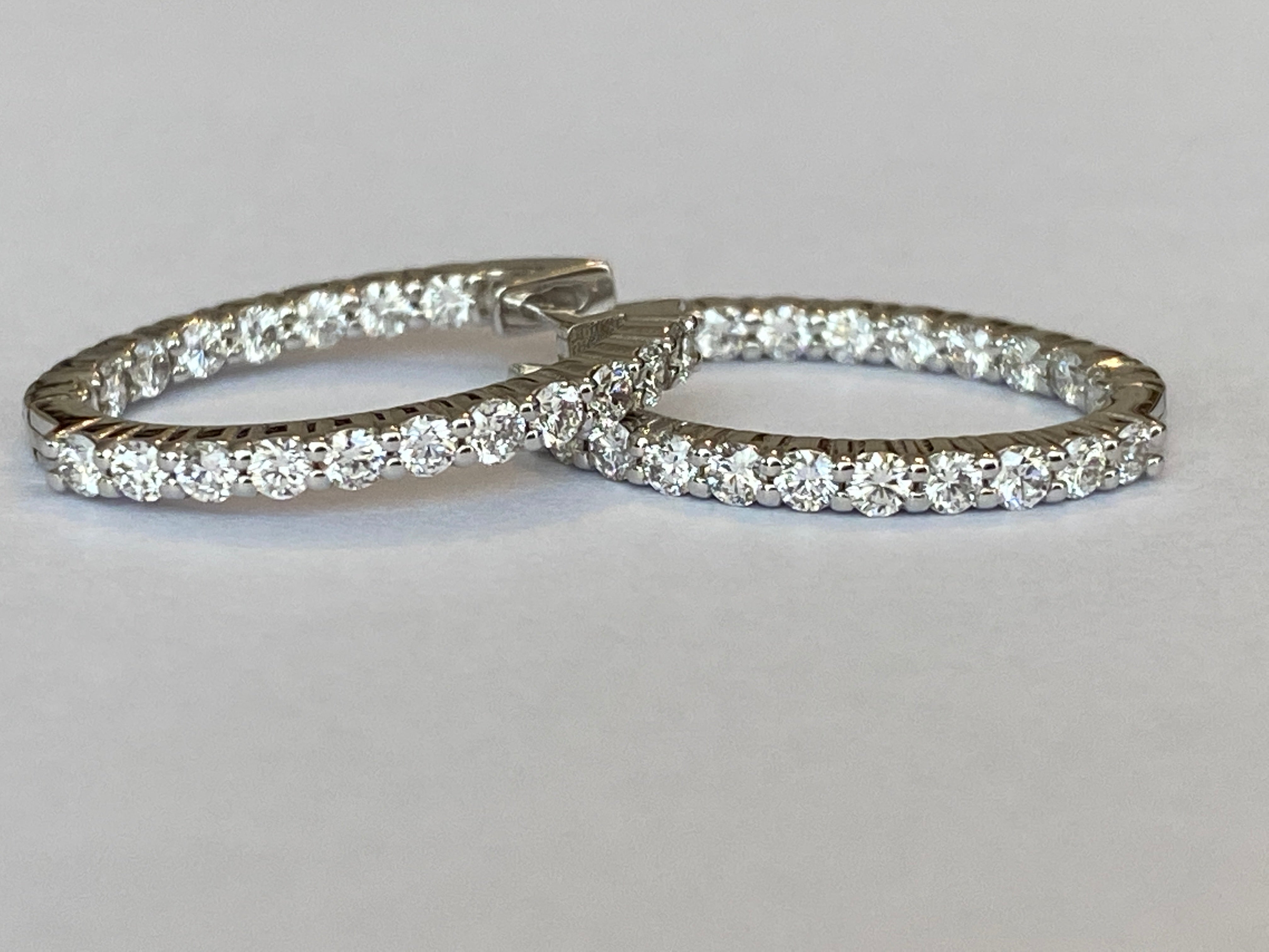 White 18 kt  Gold Huggies Hoop 1.00ct Diamond Earrings