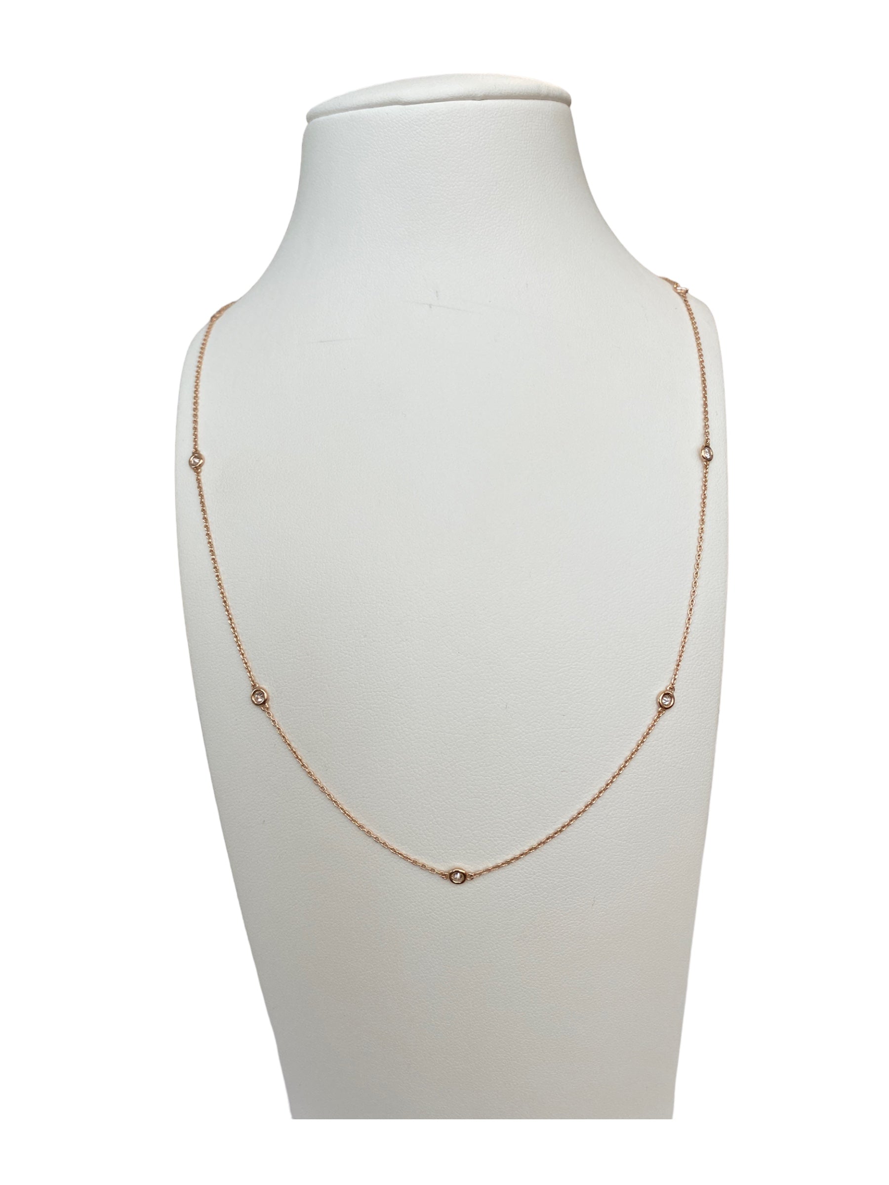 18K Pink Gold Necklace with 0.40 Ct Diamonds