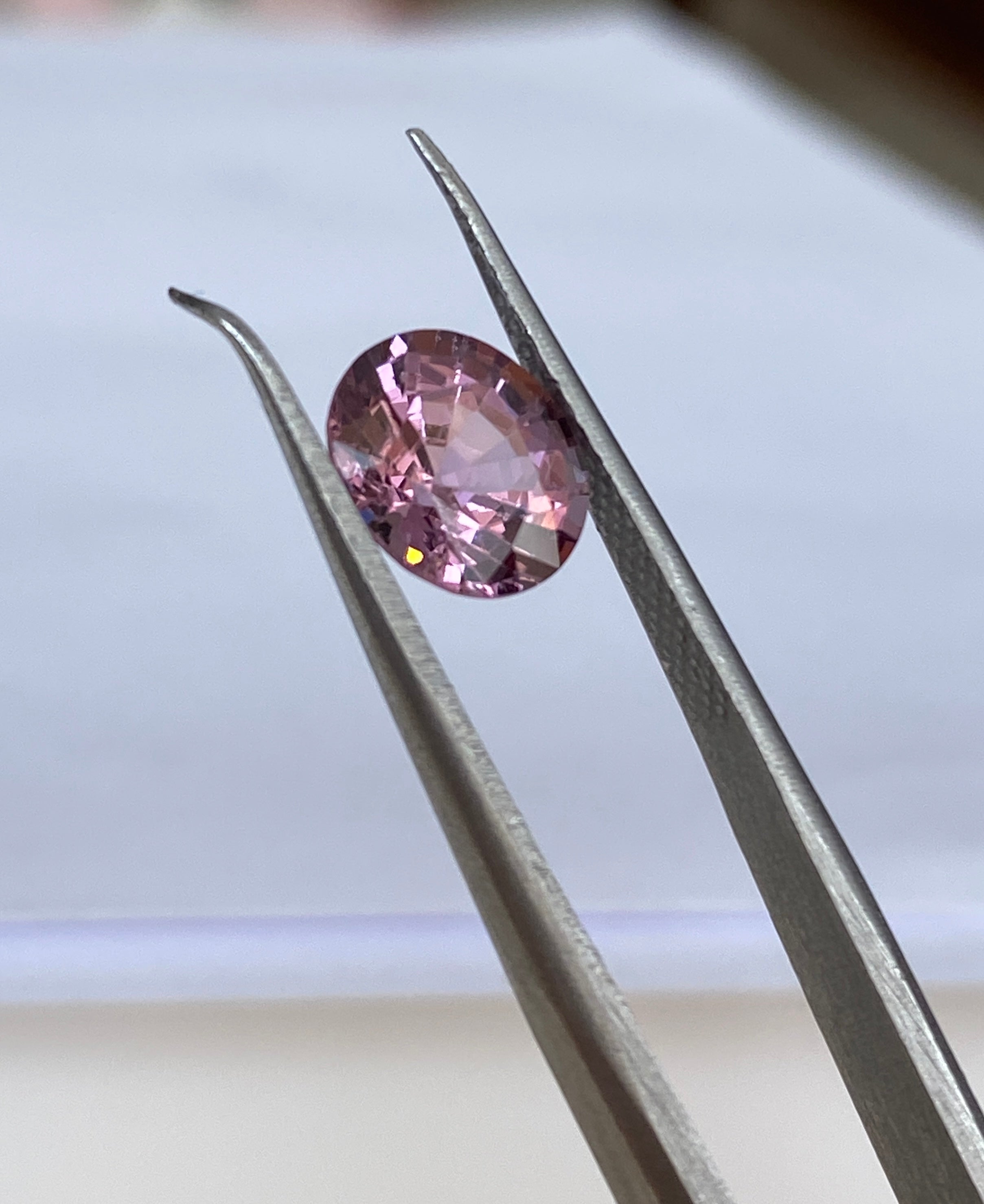 ALGT Certified 1.85 carat oval mixed cut Intense Pink Spinel