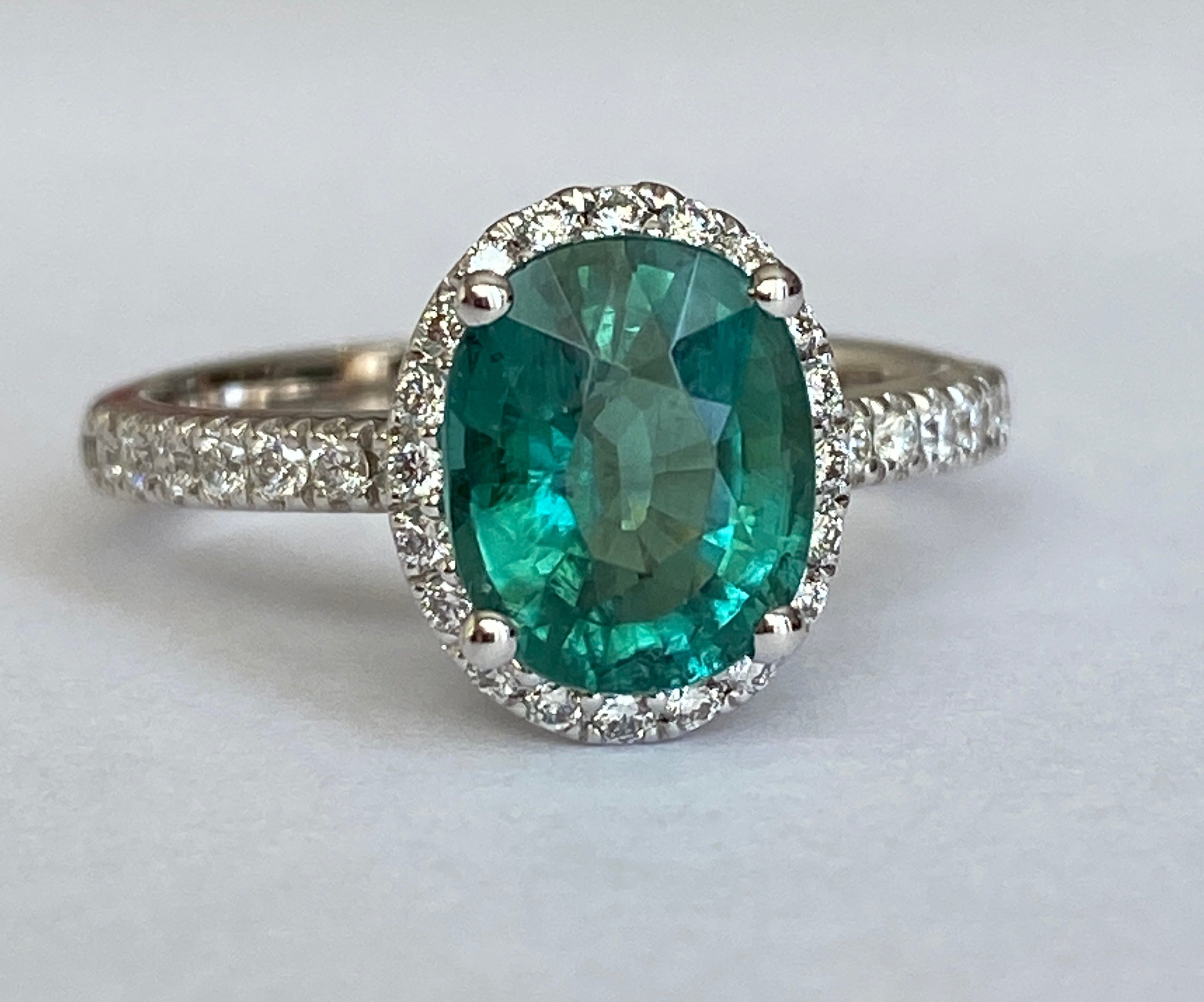 ALGT Certified 2.08 Carat Lagoon Tourmaline Diamond Cocktail Gold ring