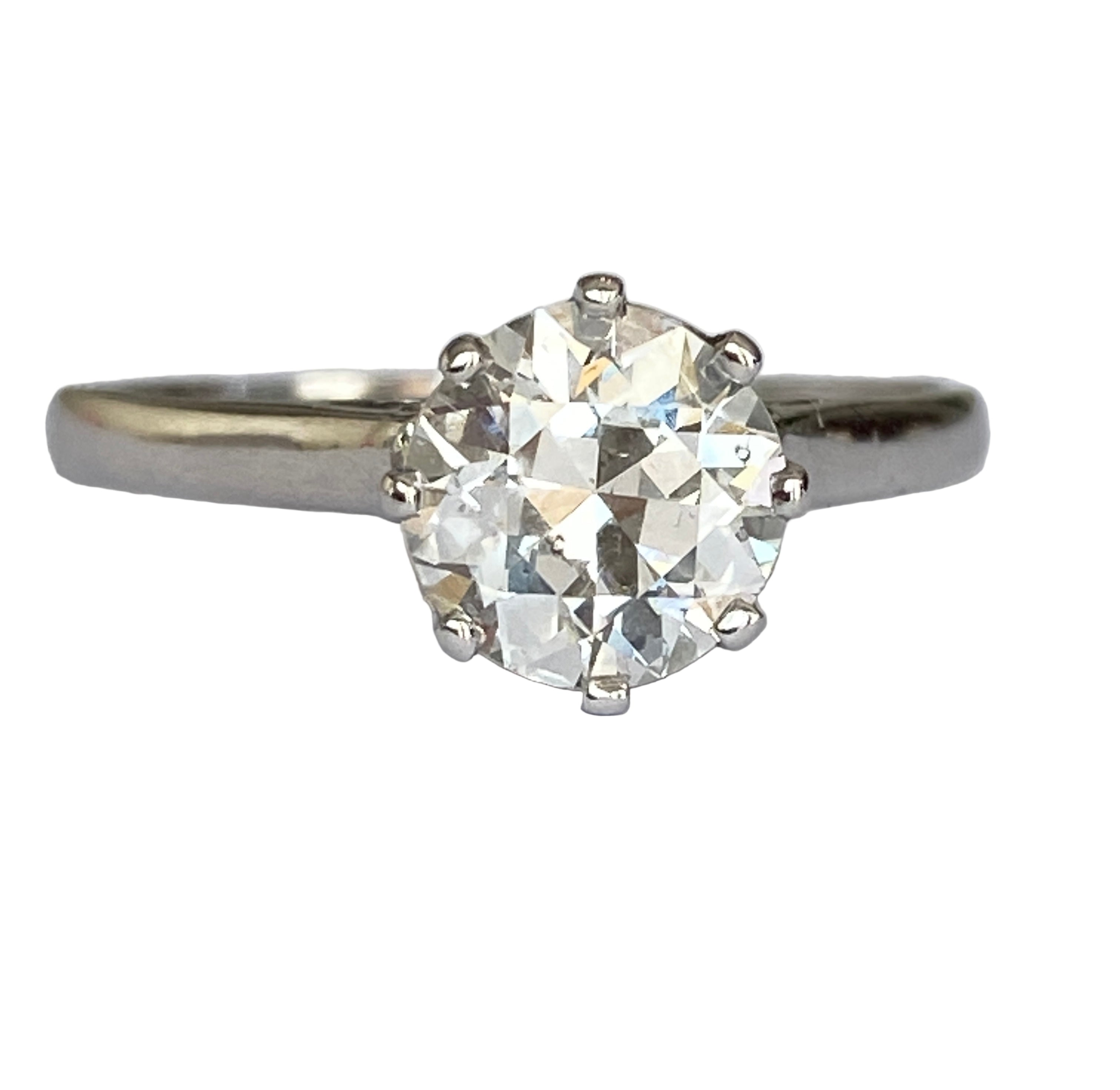 Late Art Deco 1.14 Carat Old European Brilliant Cut Diamond Solitaire Engagement