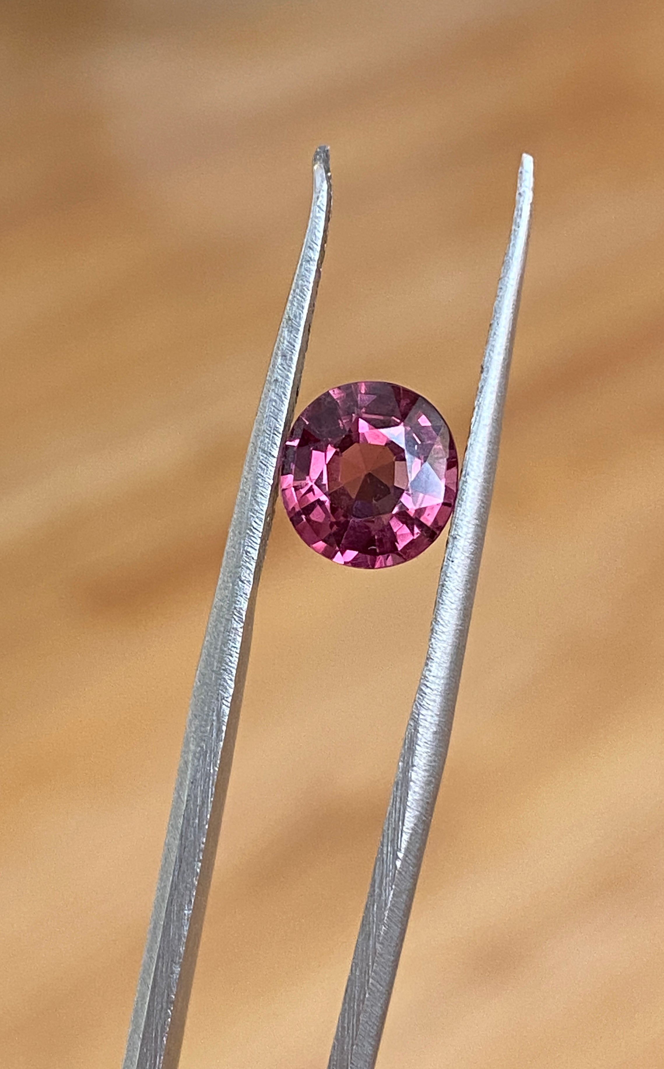 ALGT Certified 1.43 carat oval mixed cut Vivid /Deep Pink Spinel