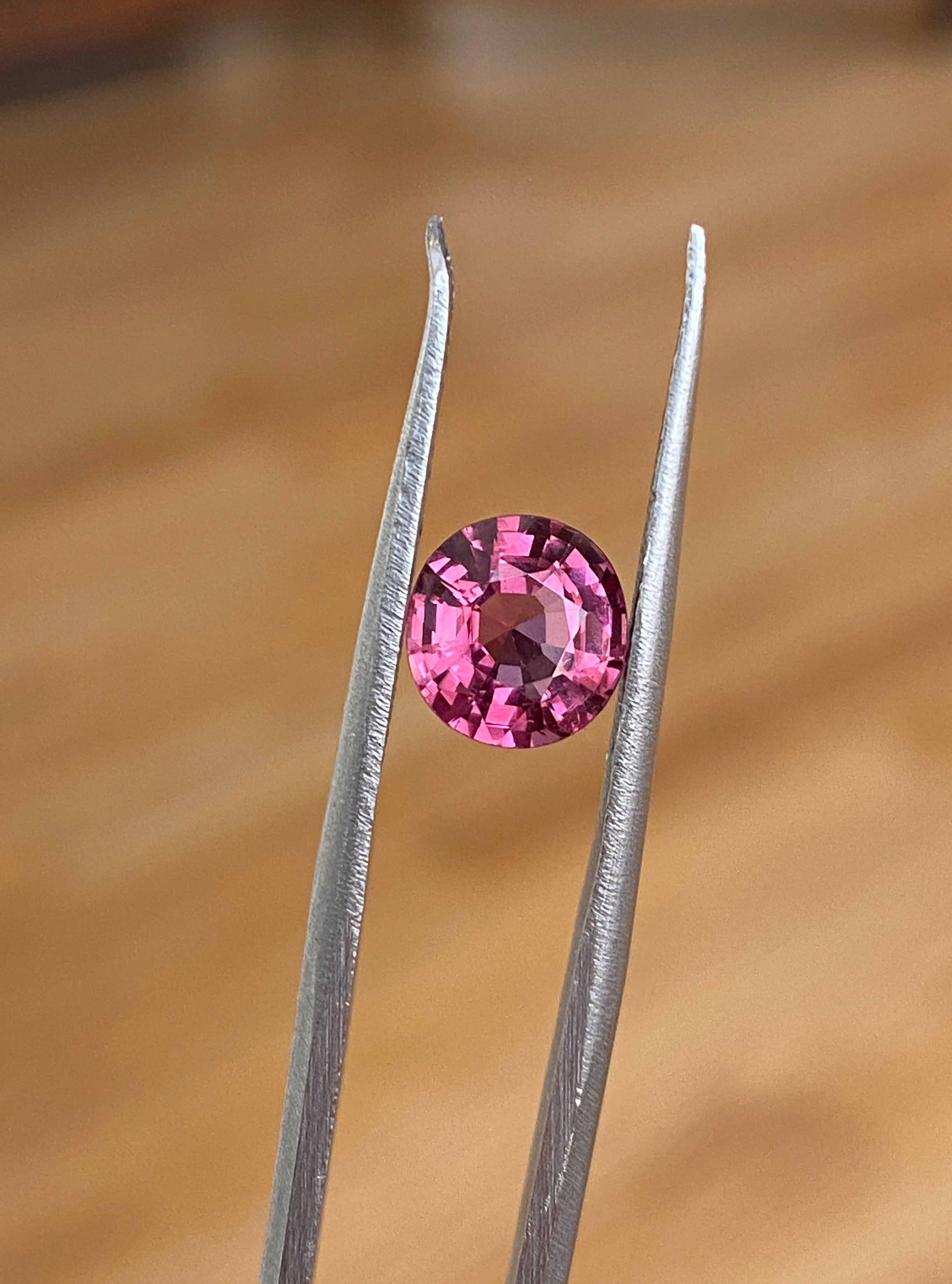 ALGT Certified 1.43 carat oval mixed cut Vivid /Deep Pink Spinel