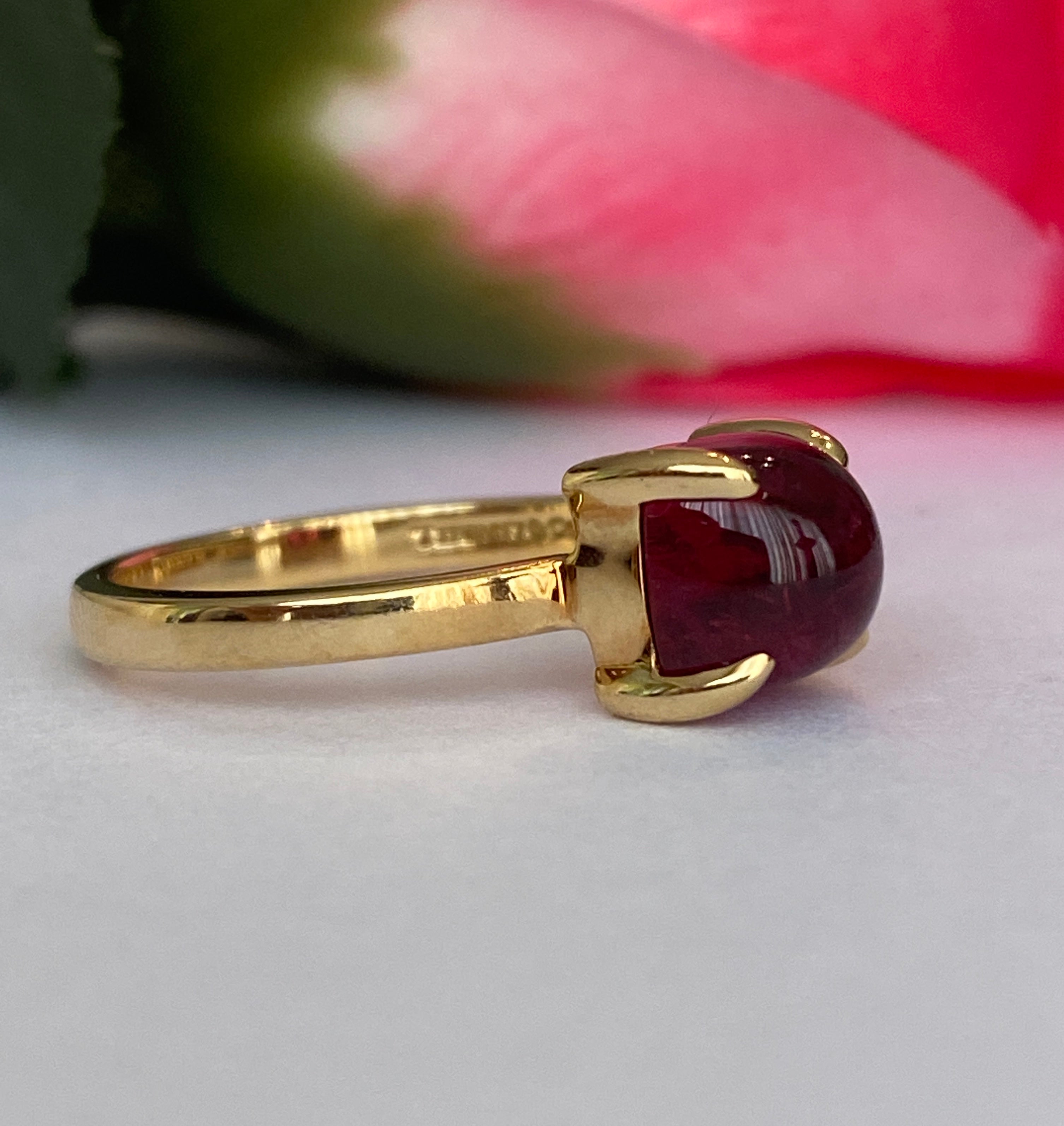 Tiffany & Co. Paloma Picasso Rubellite Tourmaline Sugar Stack Loaf 18k Gold Ring