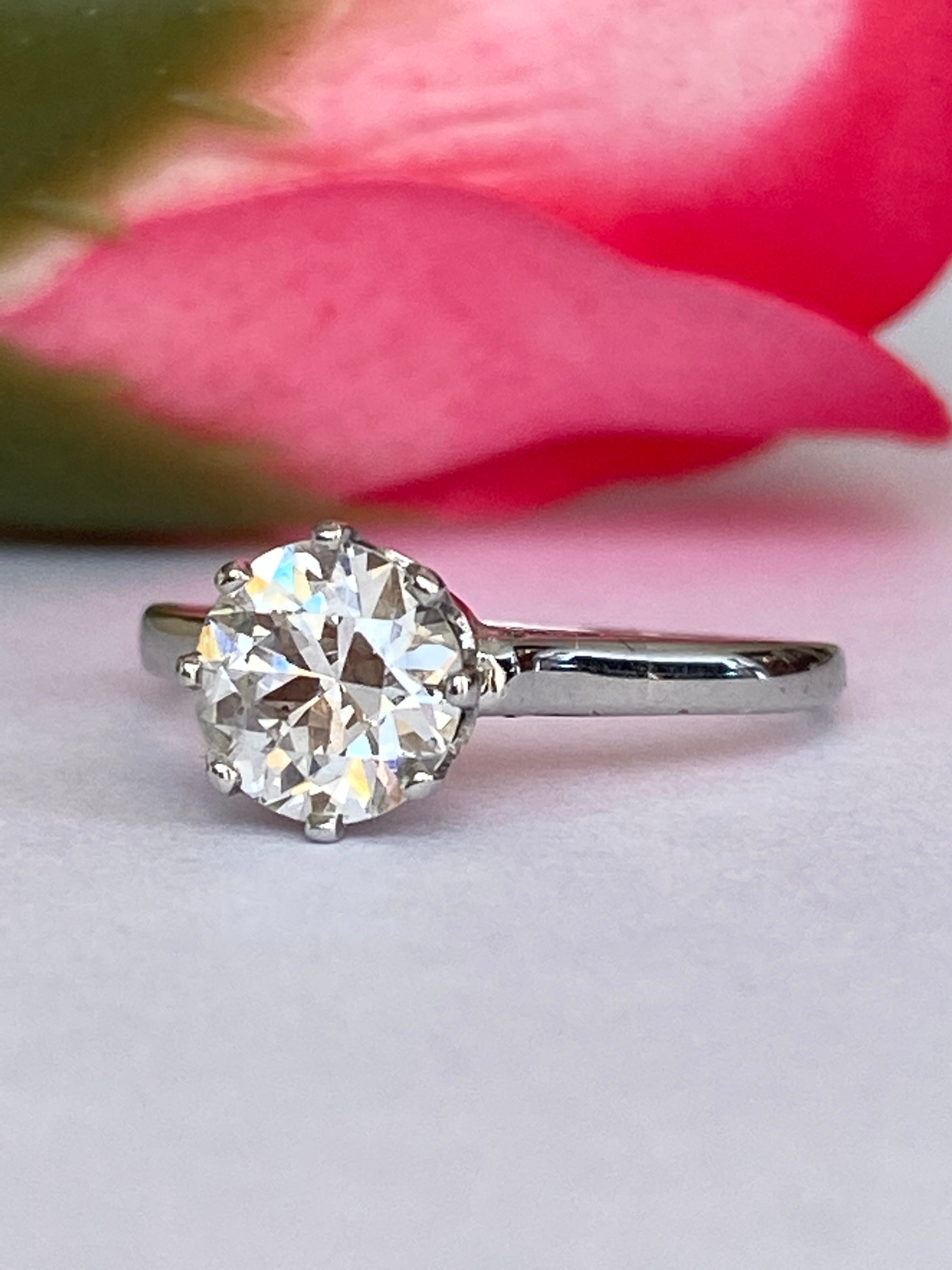 Late Art Deco 1.14 Carat Old European Brilliant Cut Diamond Solitaire Engagement