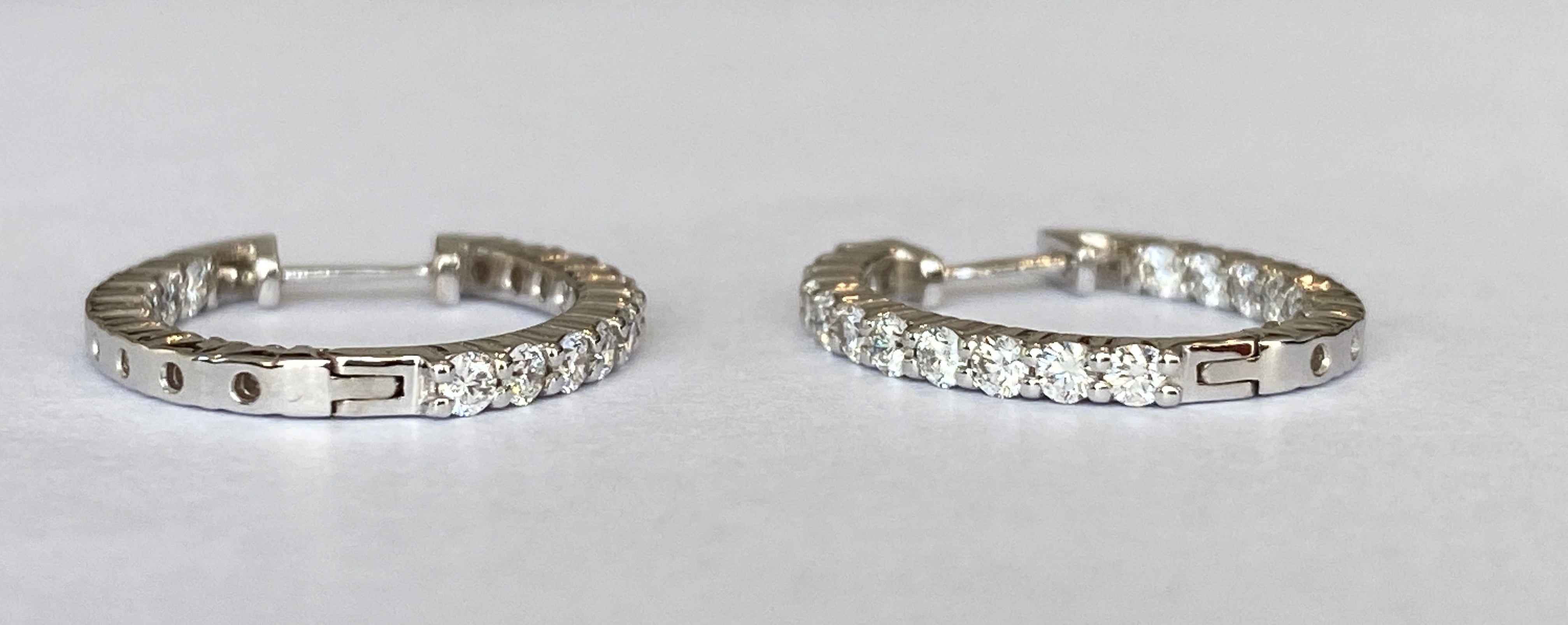 White 18 kt  Gold Huggies Hoop 1.00ct Diamond Earrings