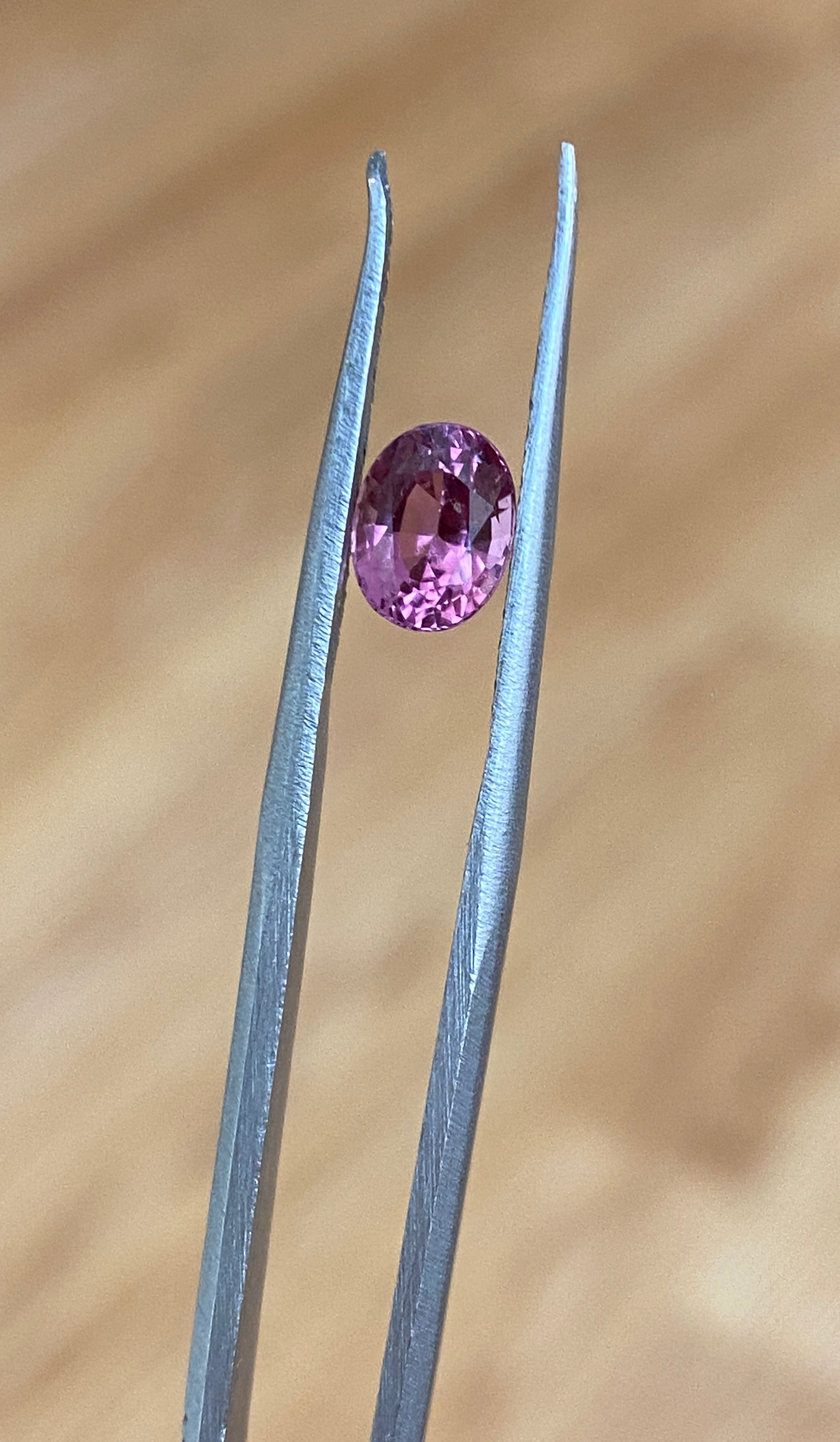 ALGT Certified 1.43 carat oval mixed cut Vivid /Deep Pink Spinel