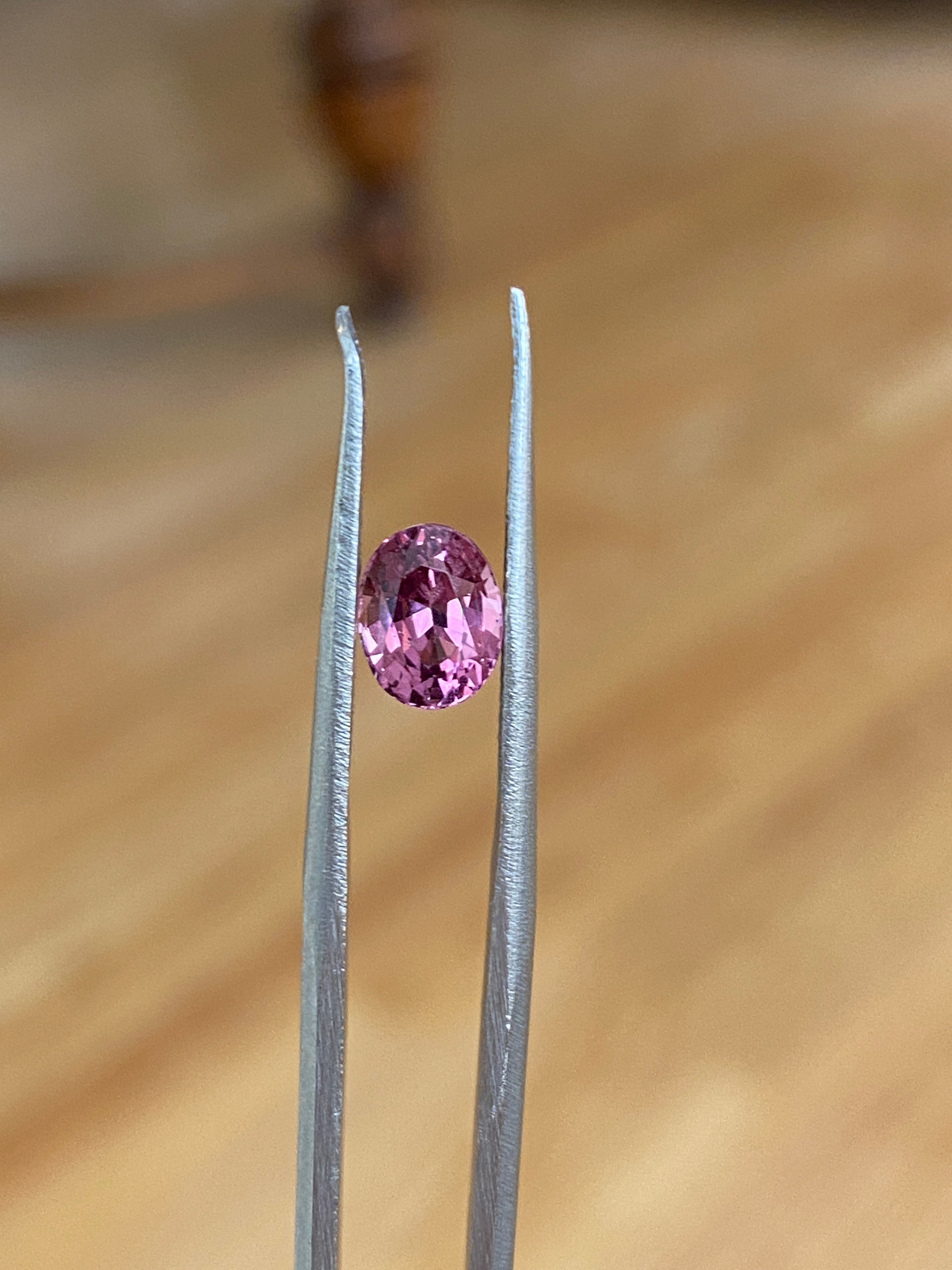 ALGT Certified 1.24 carat oval mixed cut Intense/Vivid Pink Spinel