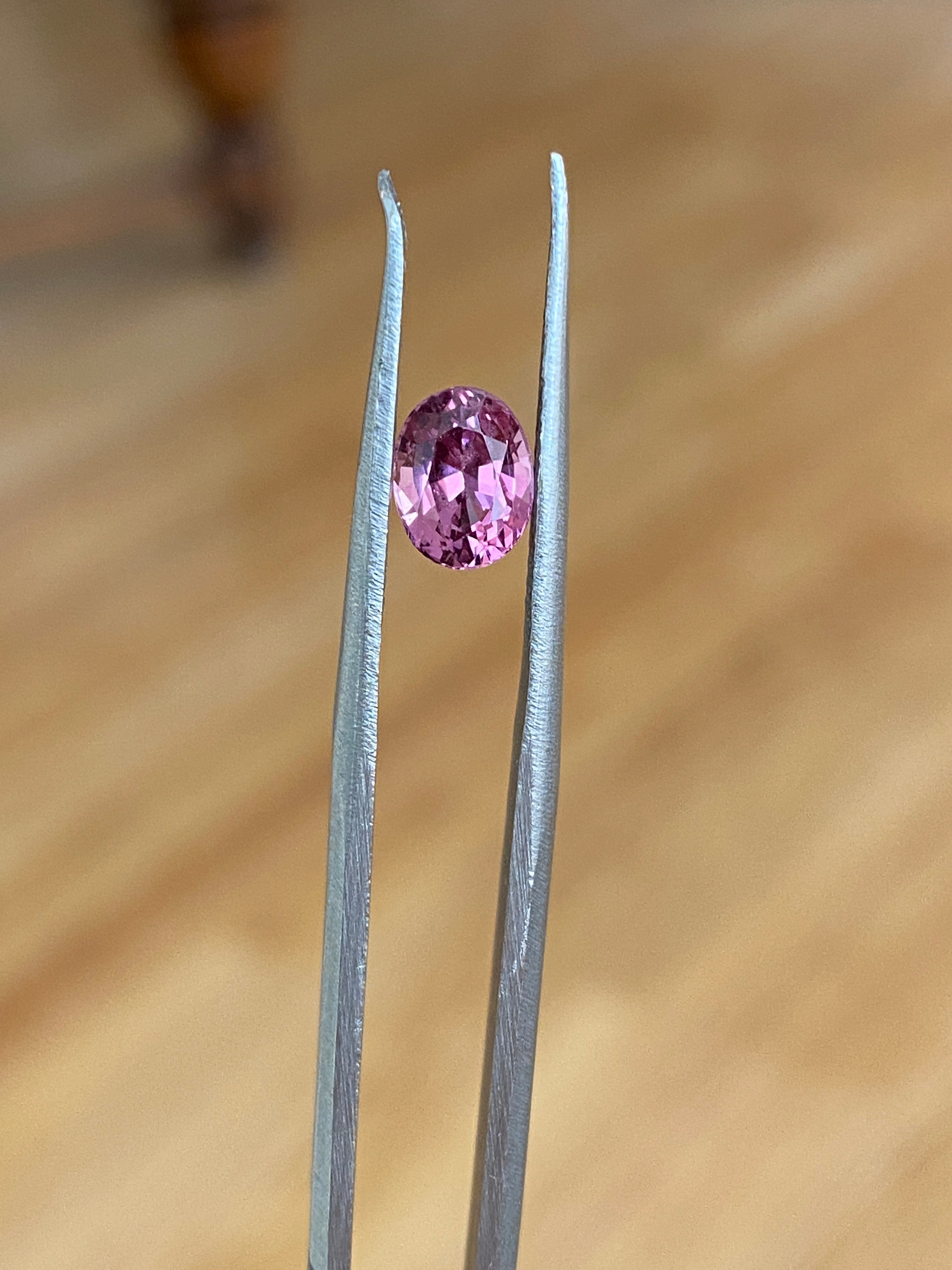 ALGT Certified 1.24 carat oval mixed cut Intense/Vivid Pink Spinel