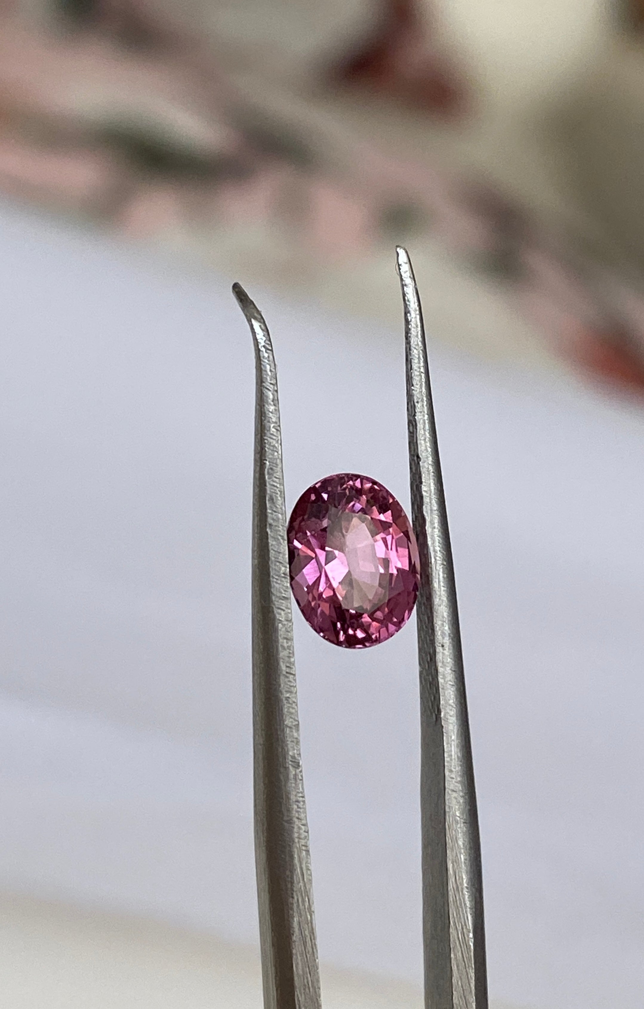 ALGT Certified 1.24 carat oval mixed cut Intense/Vivid Pink Spinel