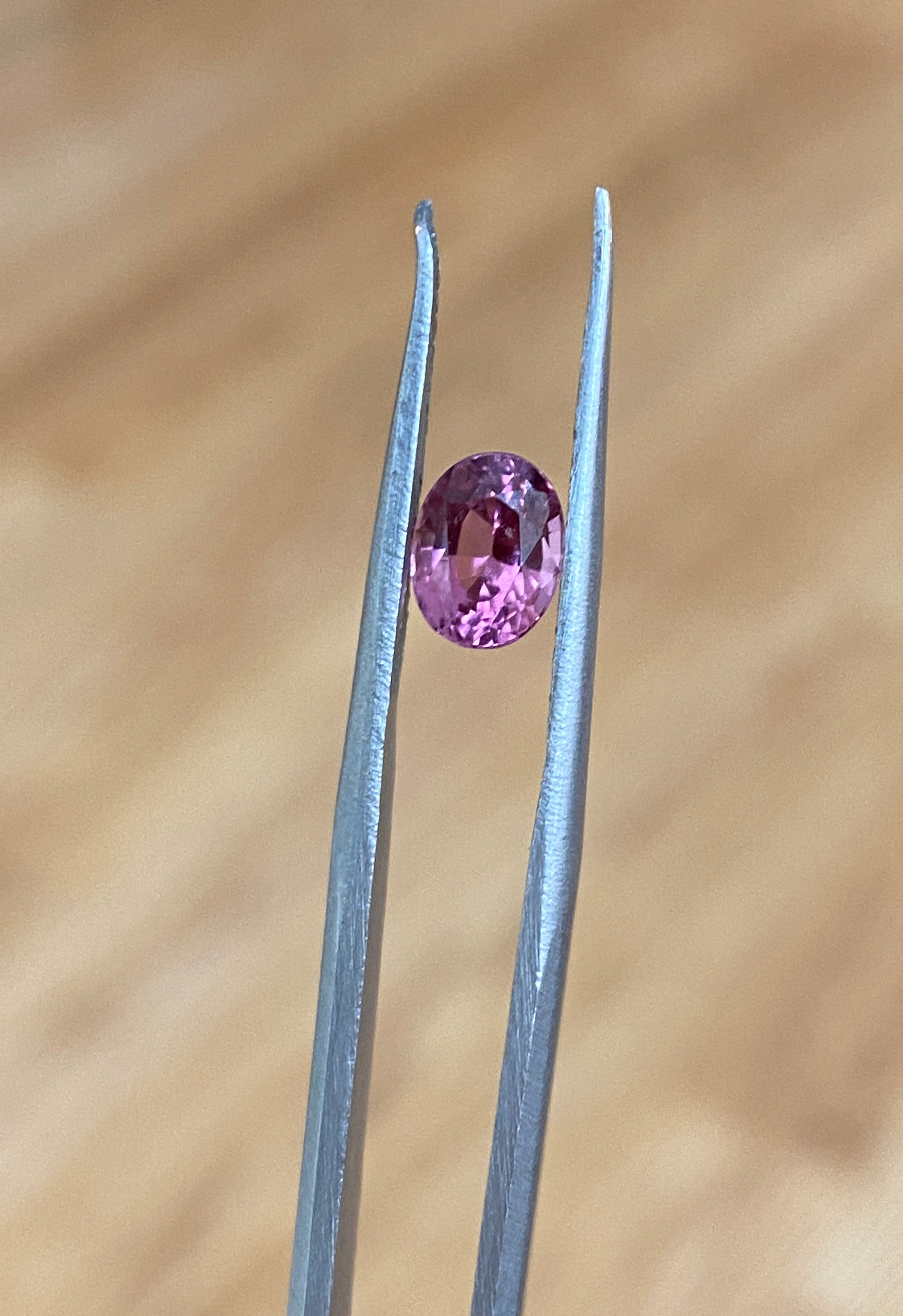 ALGT Certified 1.24 carat oval mixed cut Intense/Vivid Pink Spinel