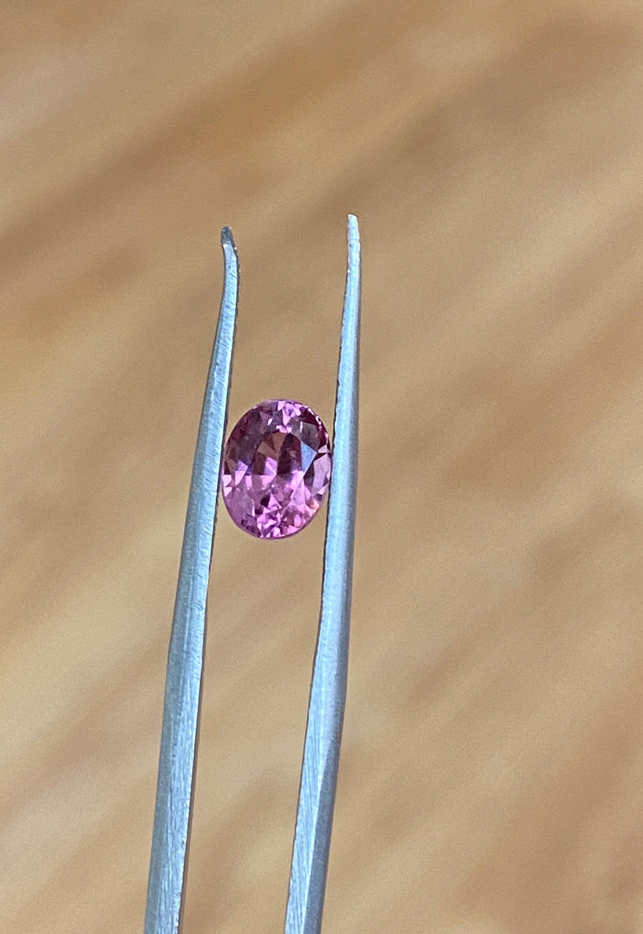 ALGT Certified 1.24 carat oval mixed cut Intense/Vivid Pink Spinel