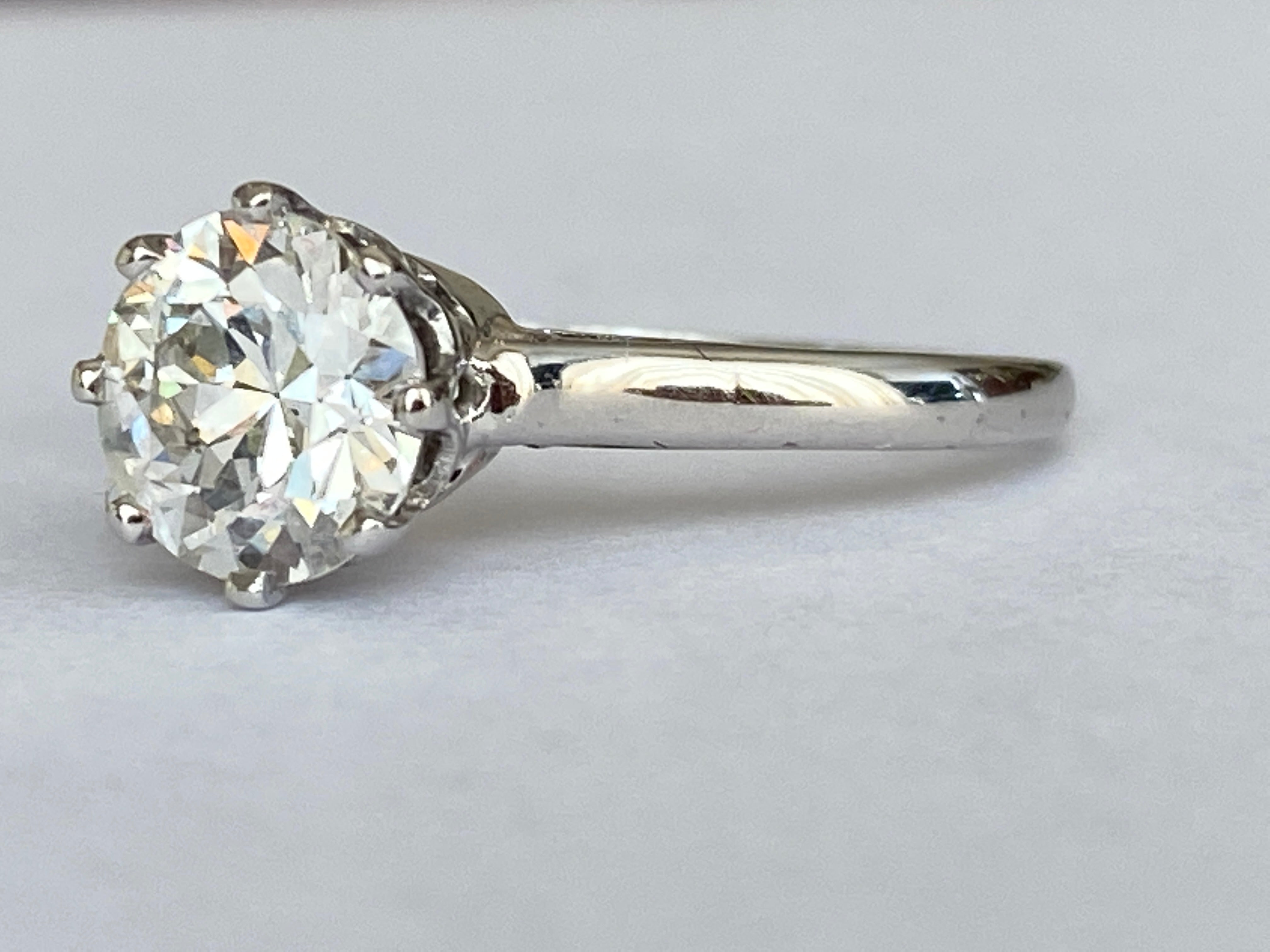 Late Art Deco 1.14 Carat Old European Brilliant Cut Diamond Solitaire Engagement