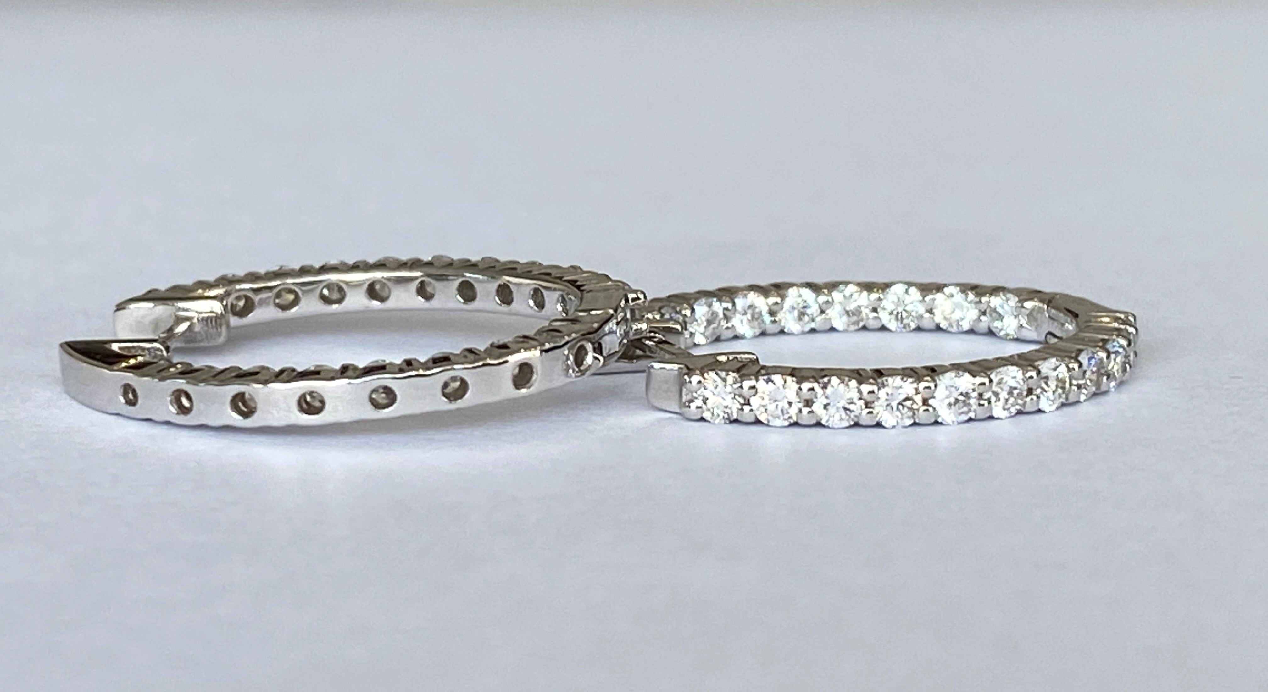 White 18 kt  Gold Huggies Hoop 1.00ct Diamond Earrings