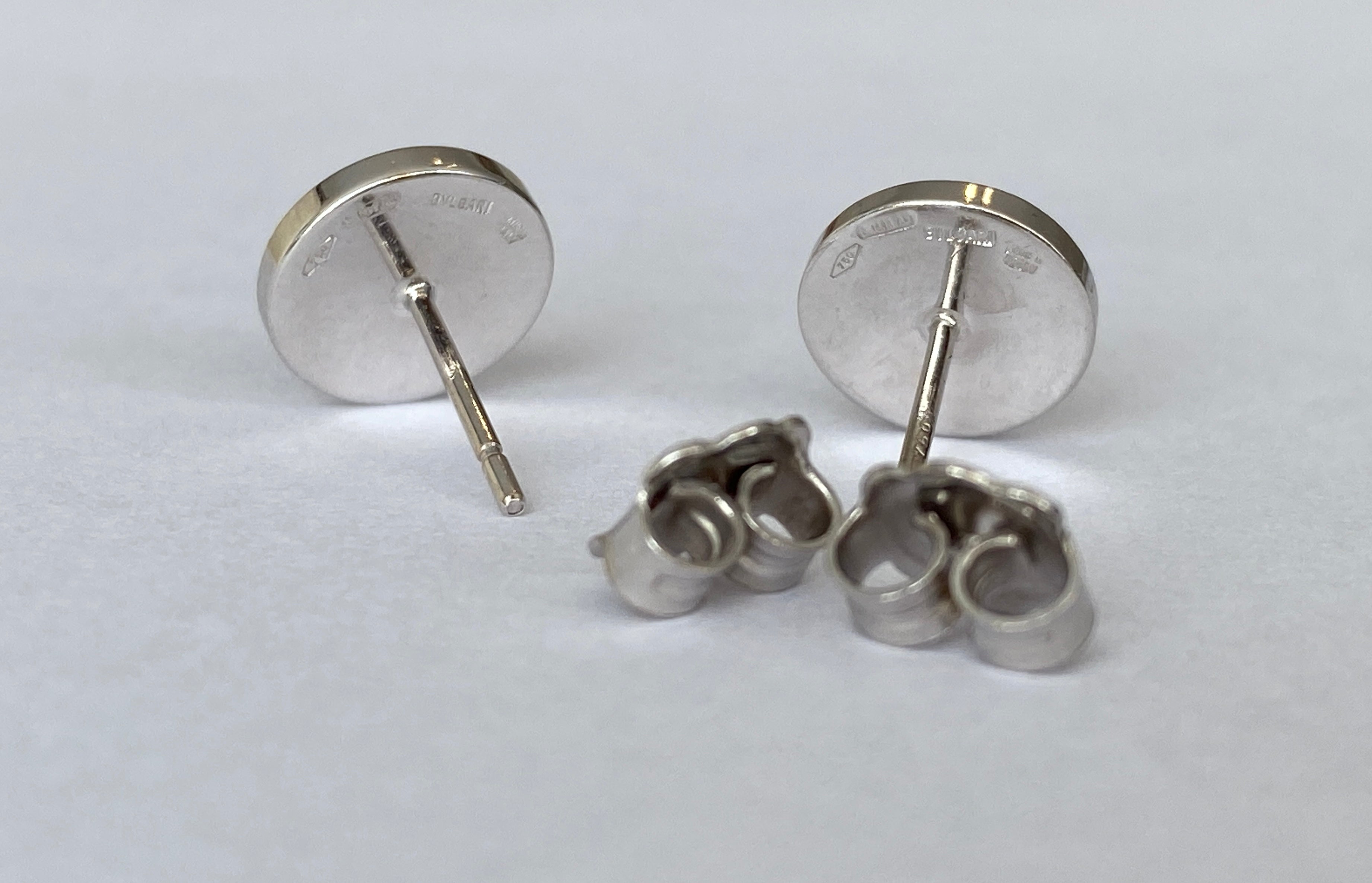 18K White Gold Black Onyx BVLGARI Bulgari Stud Earrings