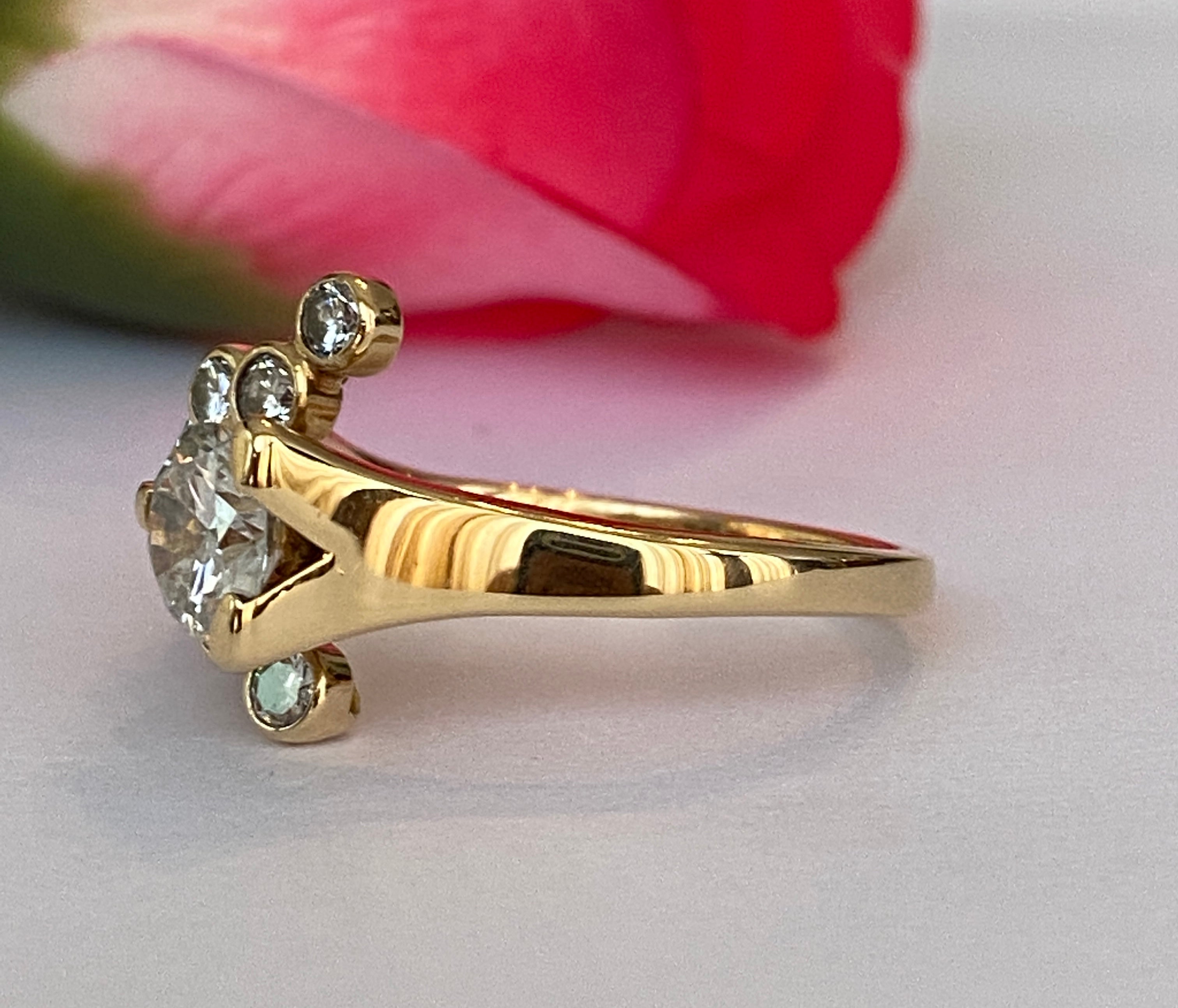 Vintage 18 kt Yellow Gold Cocktail ca 1.34 crt Diamonds ring