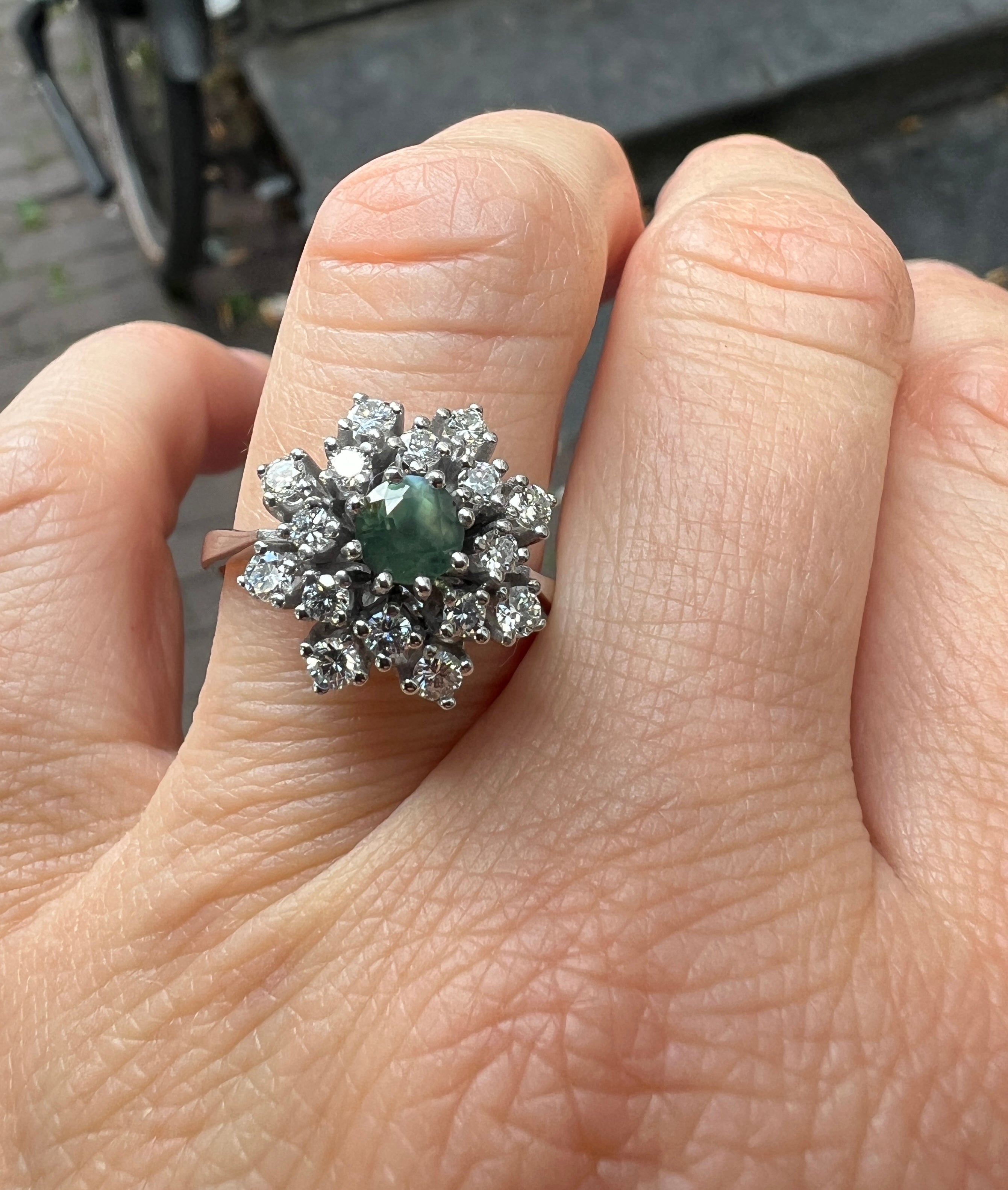 ALGT Certified Natural 0.60 ct Alexandrite & Diamond White Gold Ring