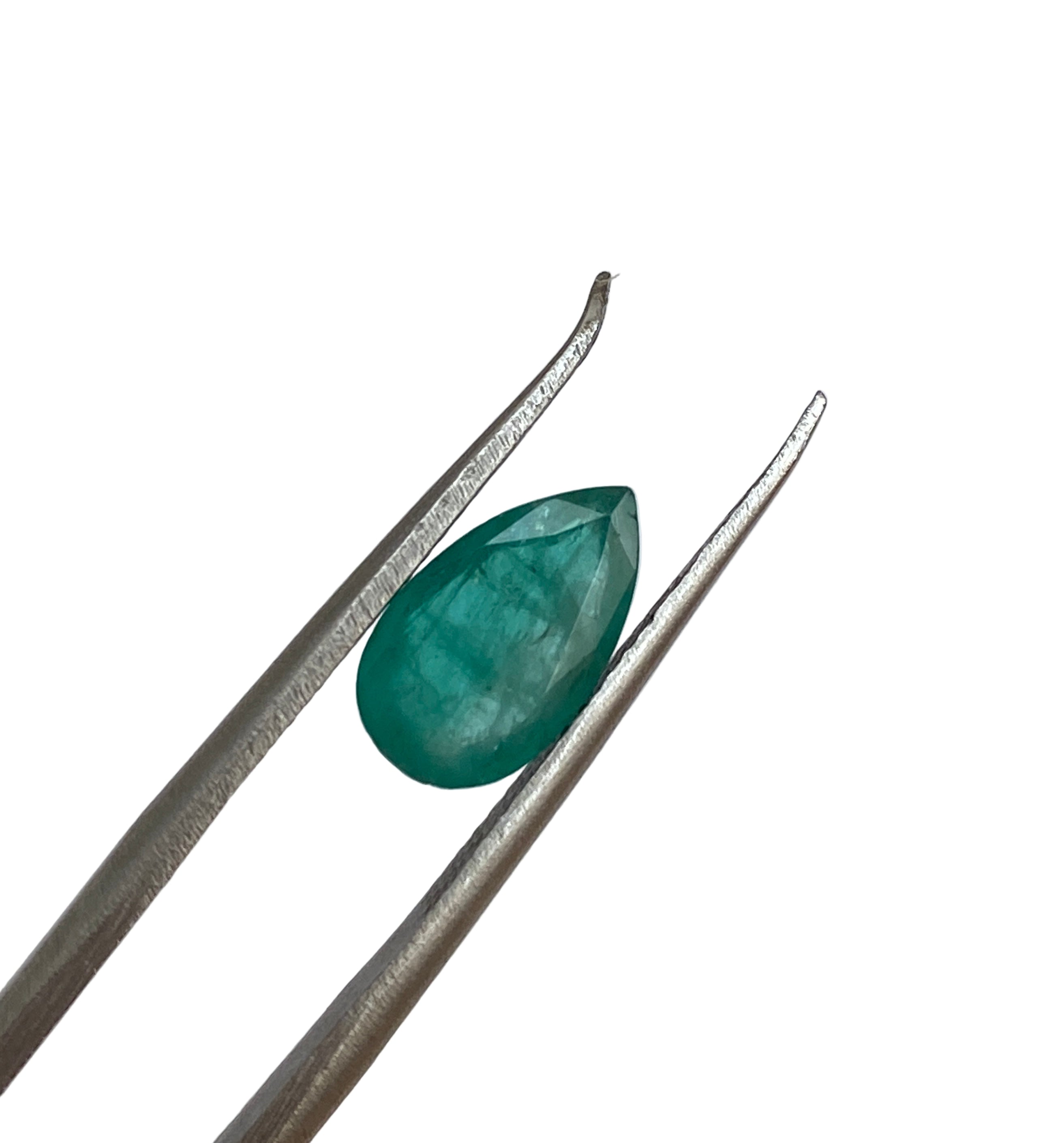 ALGT Certified 1.51 Carat Natural Zambia Emerald Stone Pear Mixed Cut