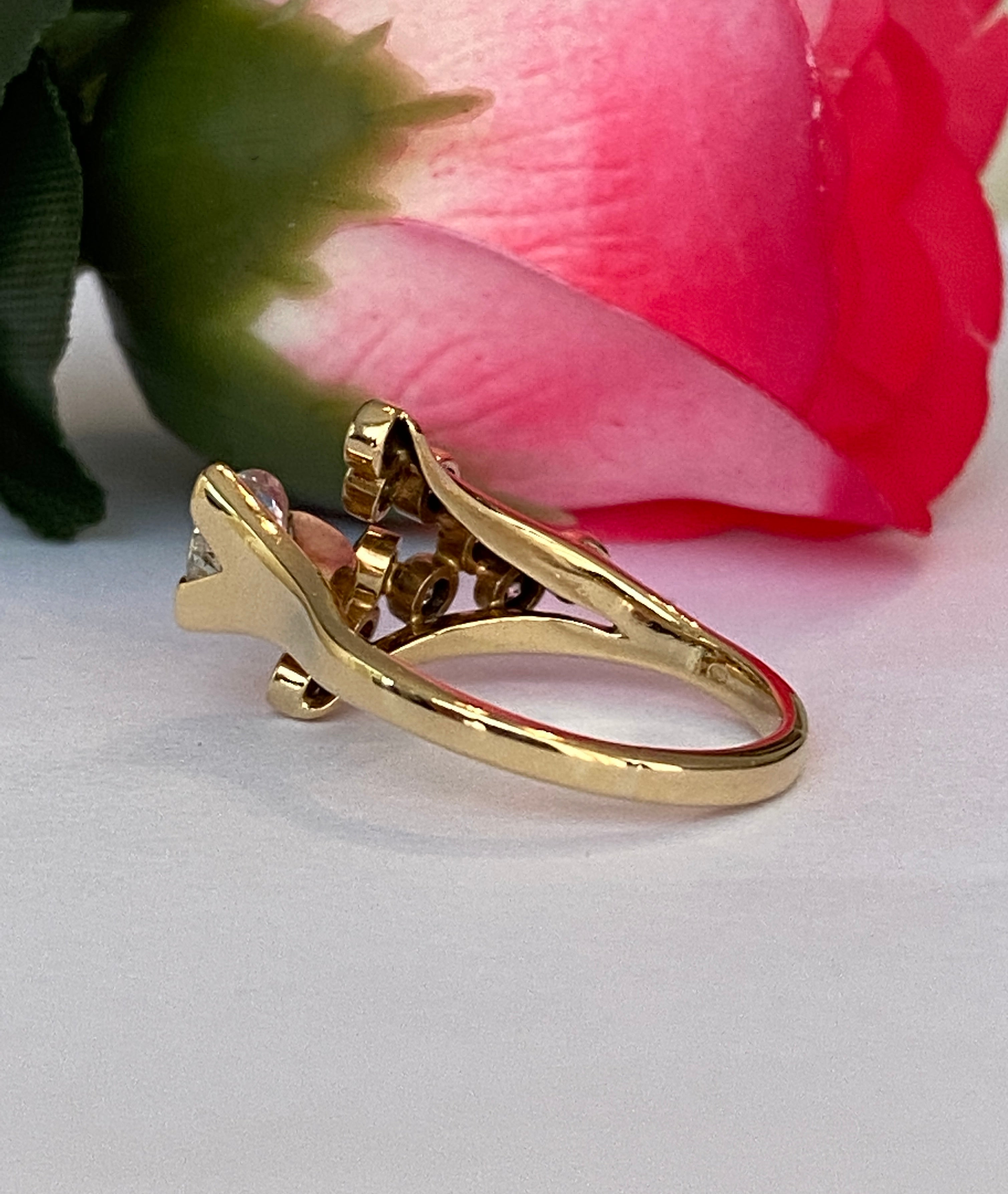 Vintage 18 kt Yellow Gold Cocktail ca 1.34 crt Diamonds ring