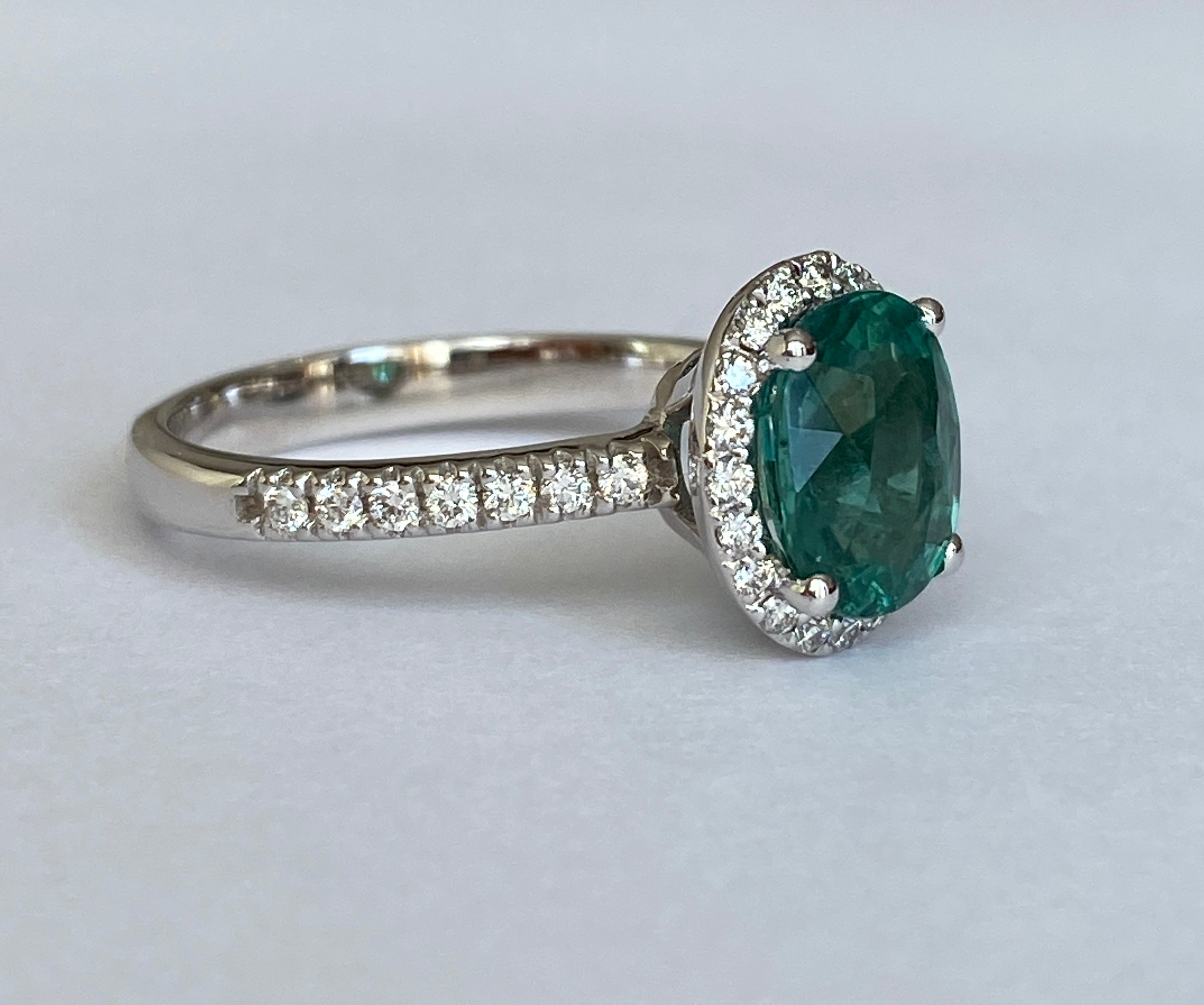ALGT Certified 2.08 Carat Lagoon Tourmaline Diamond Cocktail Gold ring