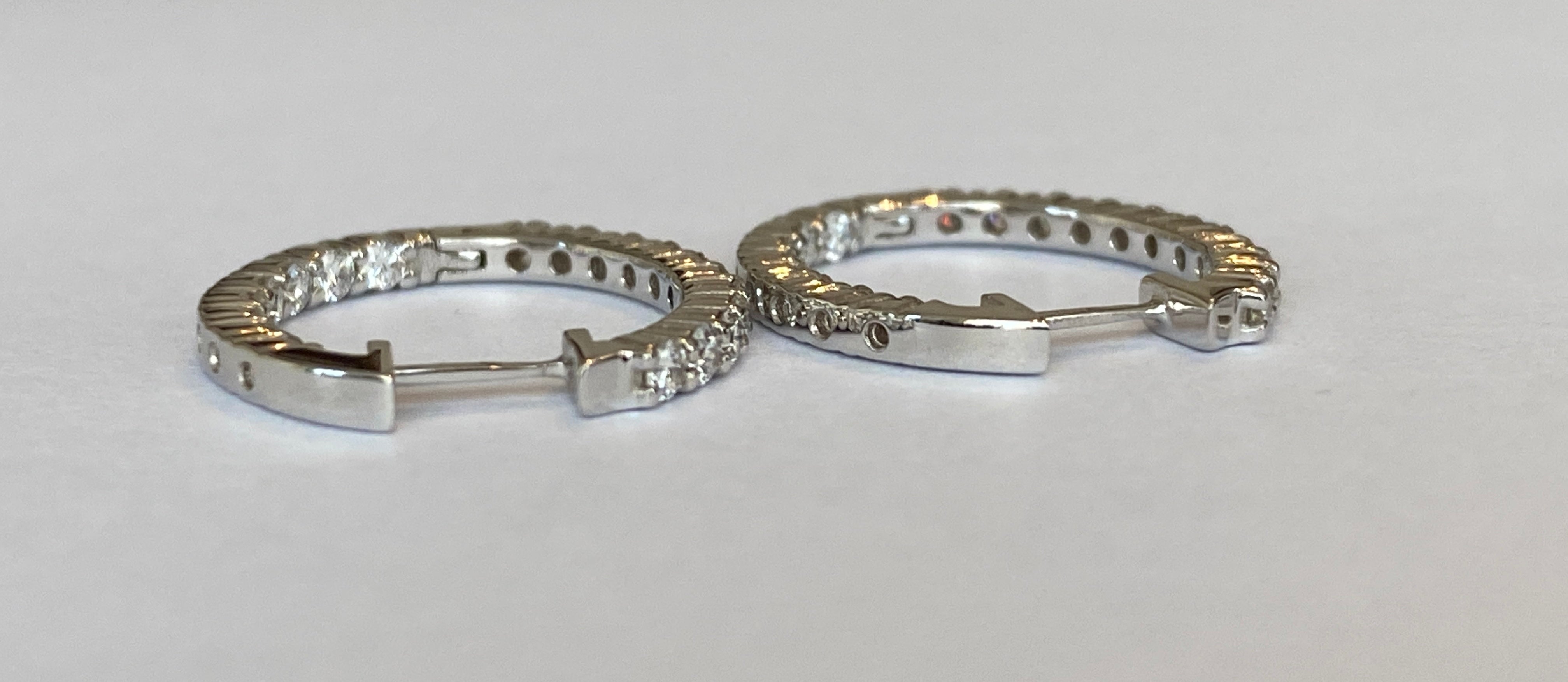 White 18 kt  Gold Huggies Hoop 1.00ct Diamond Earrings