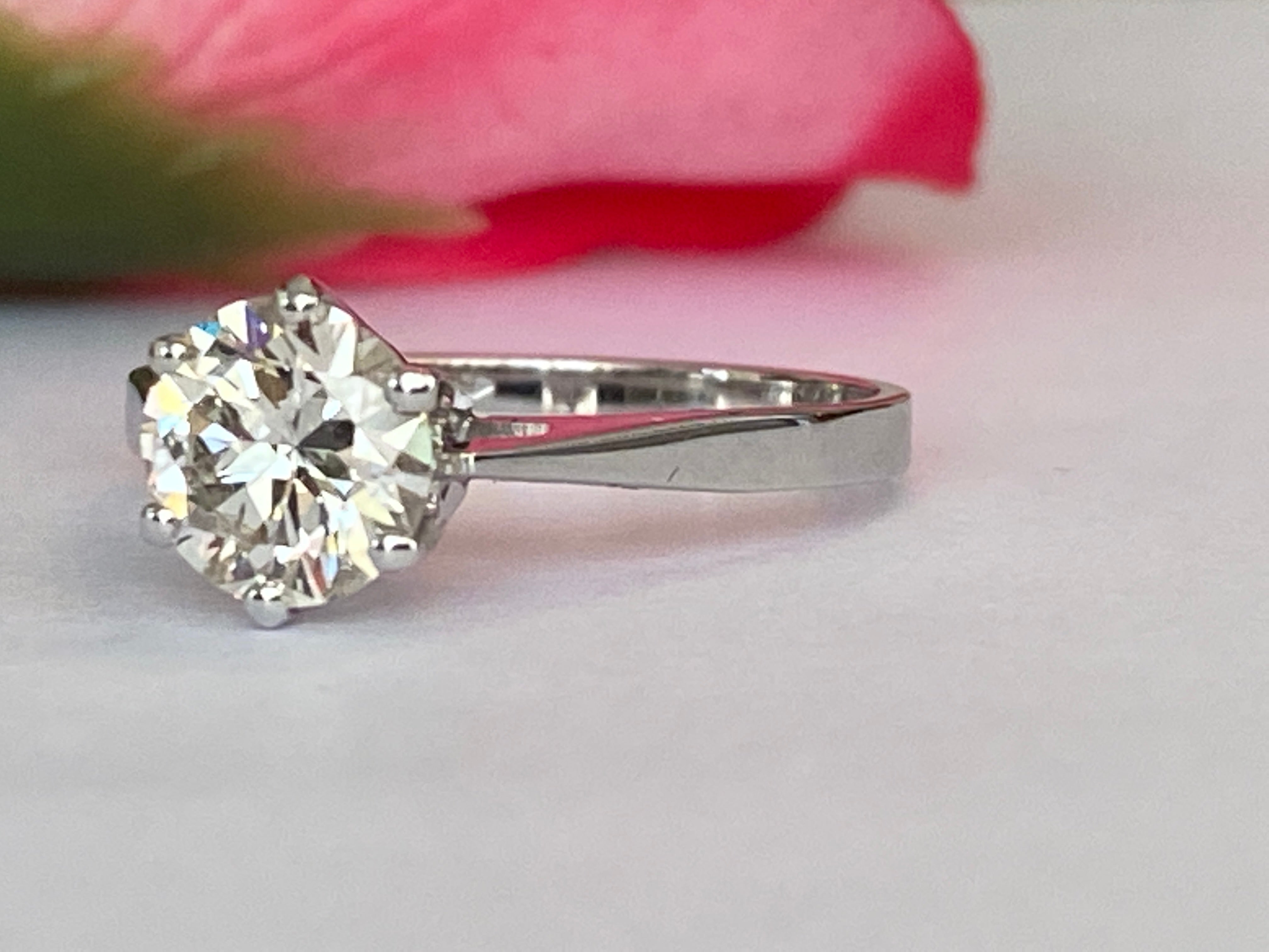 Certified 1.24 Carat  Old European Cut Diamond  White Gold Ring