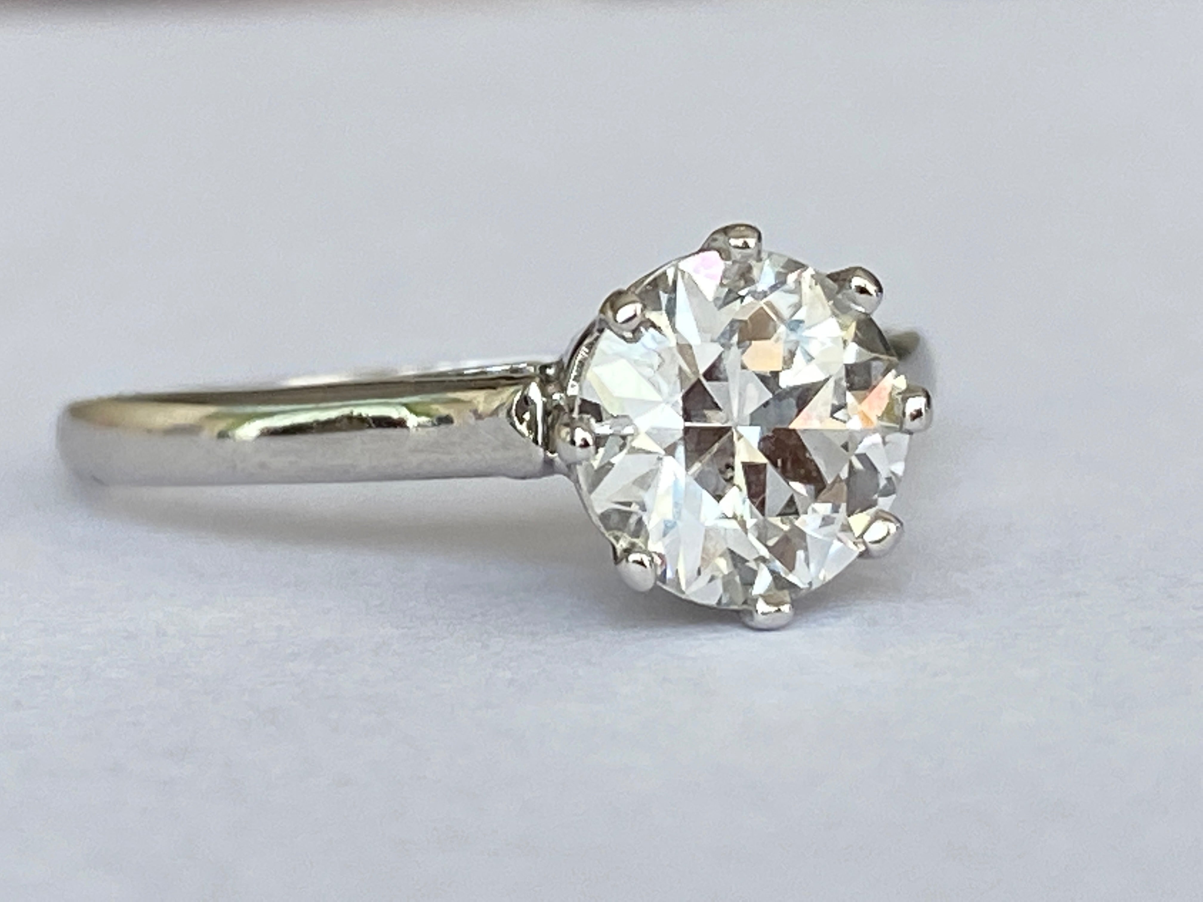 Late Art Deco 1.14 Carat Old European Brilliant Cut Diamond Solitaire Engagement