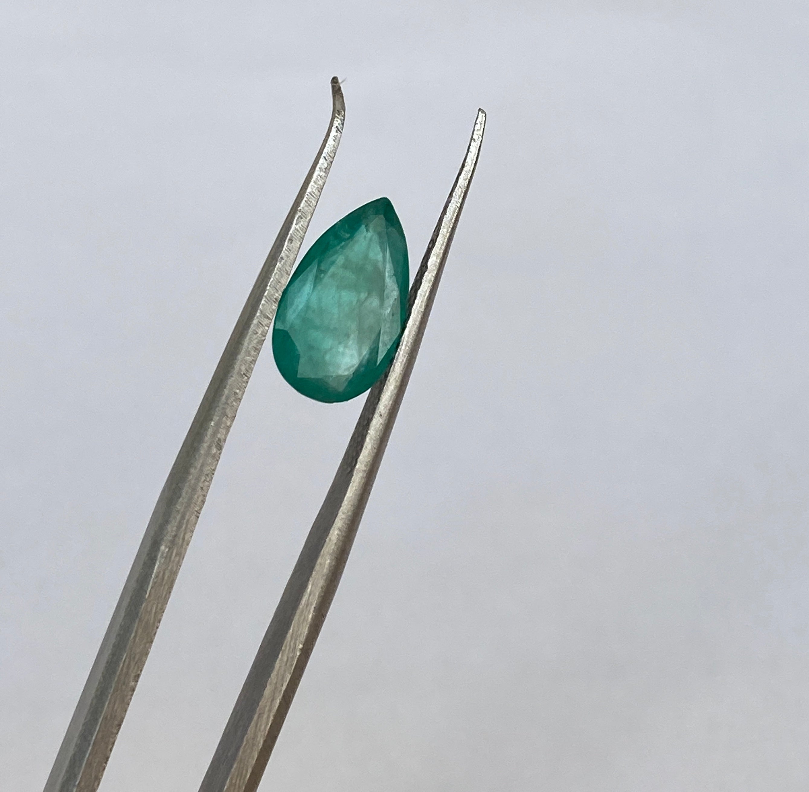 ALGT Certified 1.51 Carat Natural Zambia Emerald Stone Pear Mixed Cut
