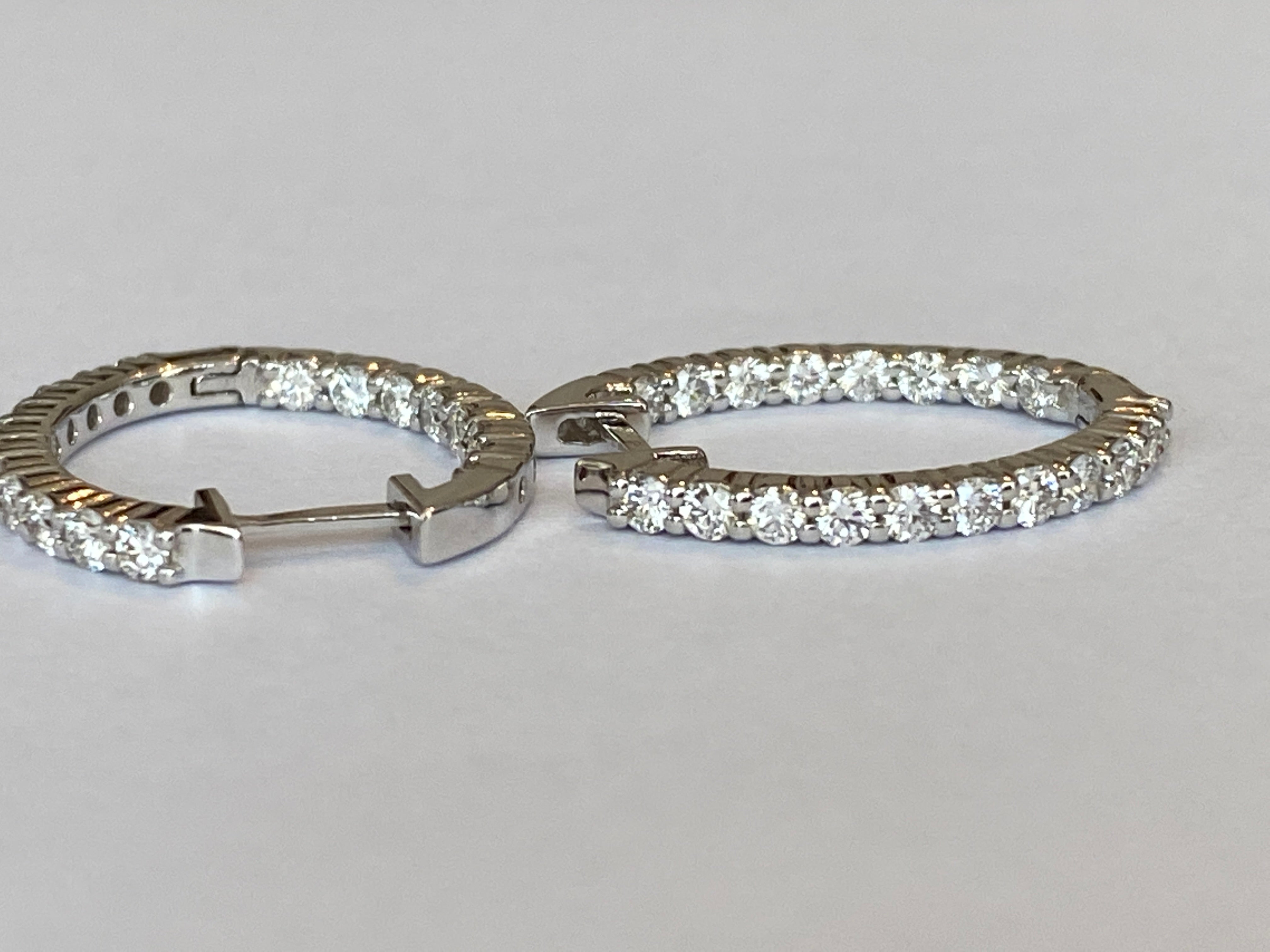 White 18 kt  Gold Huggies Hoop 1.00ct Diamond Earrings