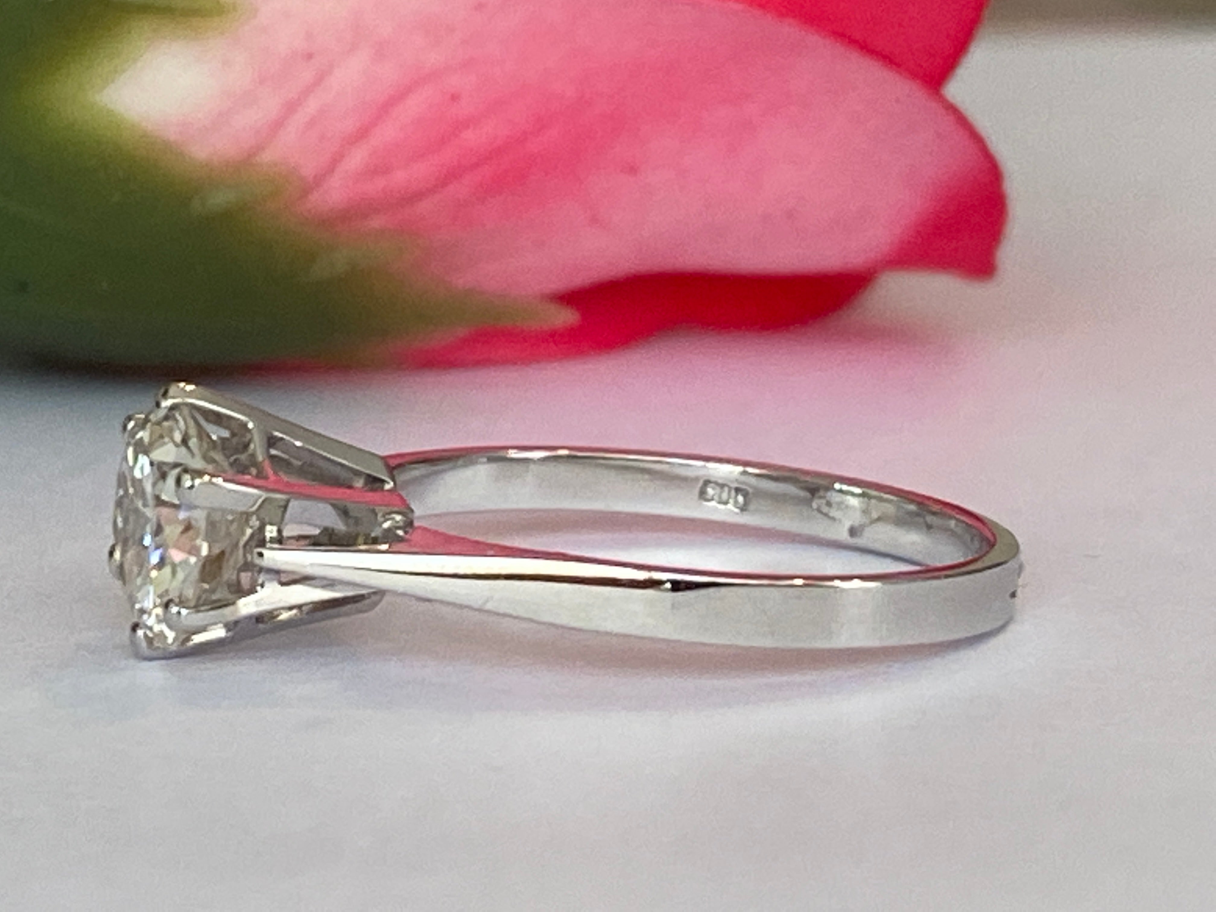 Certified 1.24 Carat  Old European Cut Diamond  White Gold Ring