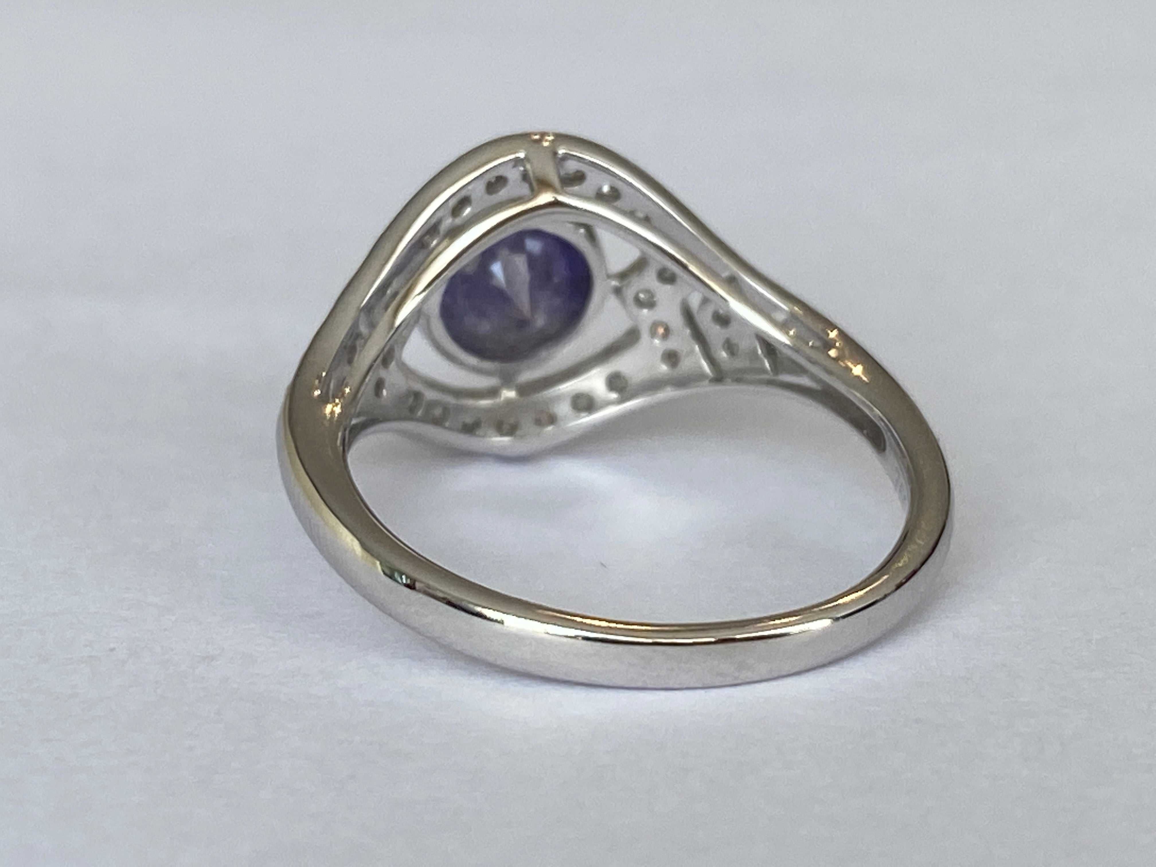 ALGT certified Natural 0.77 Carat  Alexandrite and  Diamond  White Gold  Ring