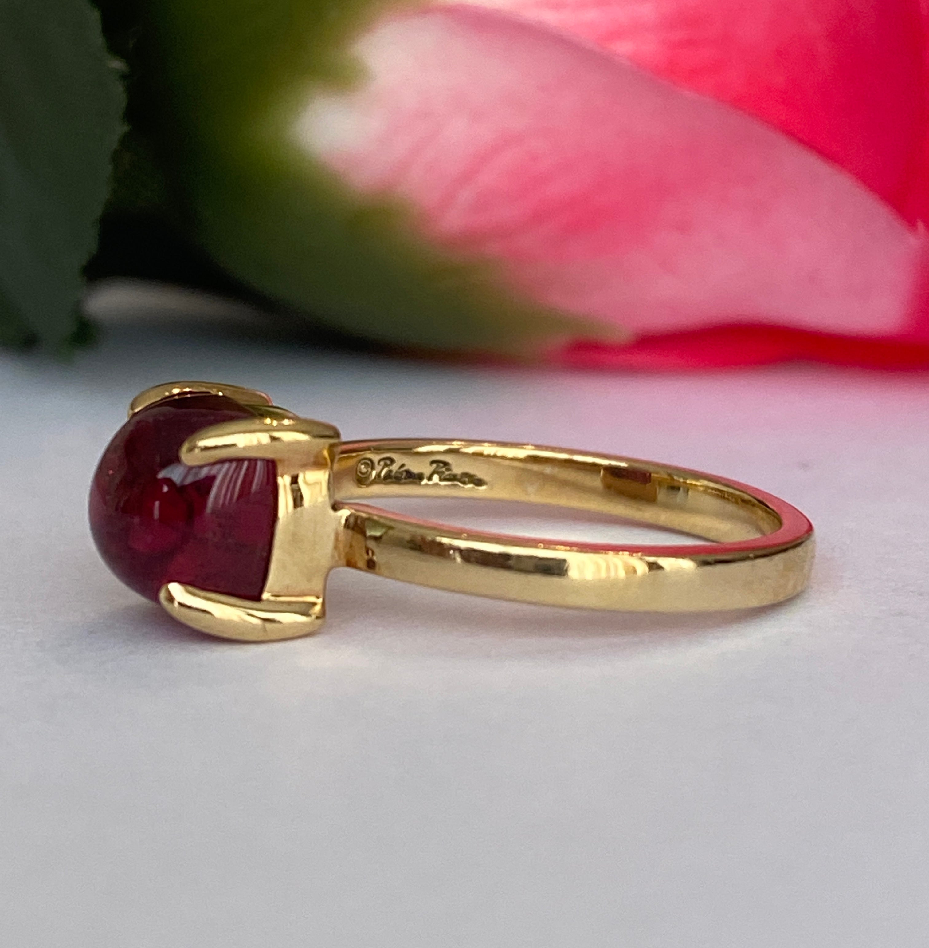 Tiffany & Co. Paloma Picasso Rubellite Tourmaline Sugar Stack Loaf 18k Gold Ring