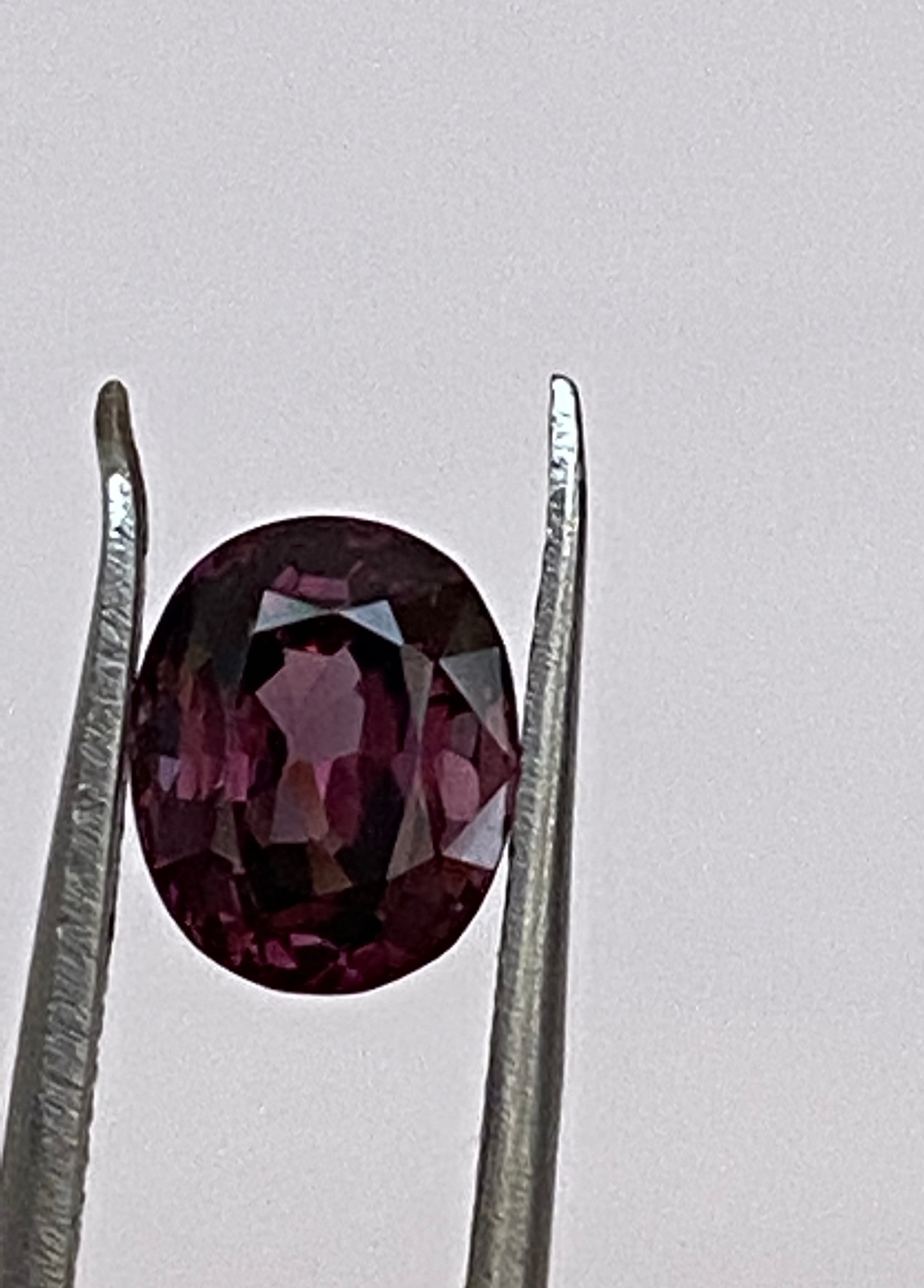 ALGT Certified 2.30 carat oval mixed cut Deep  Pink Spinel