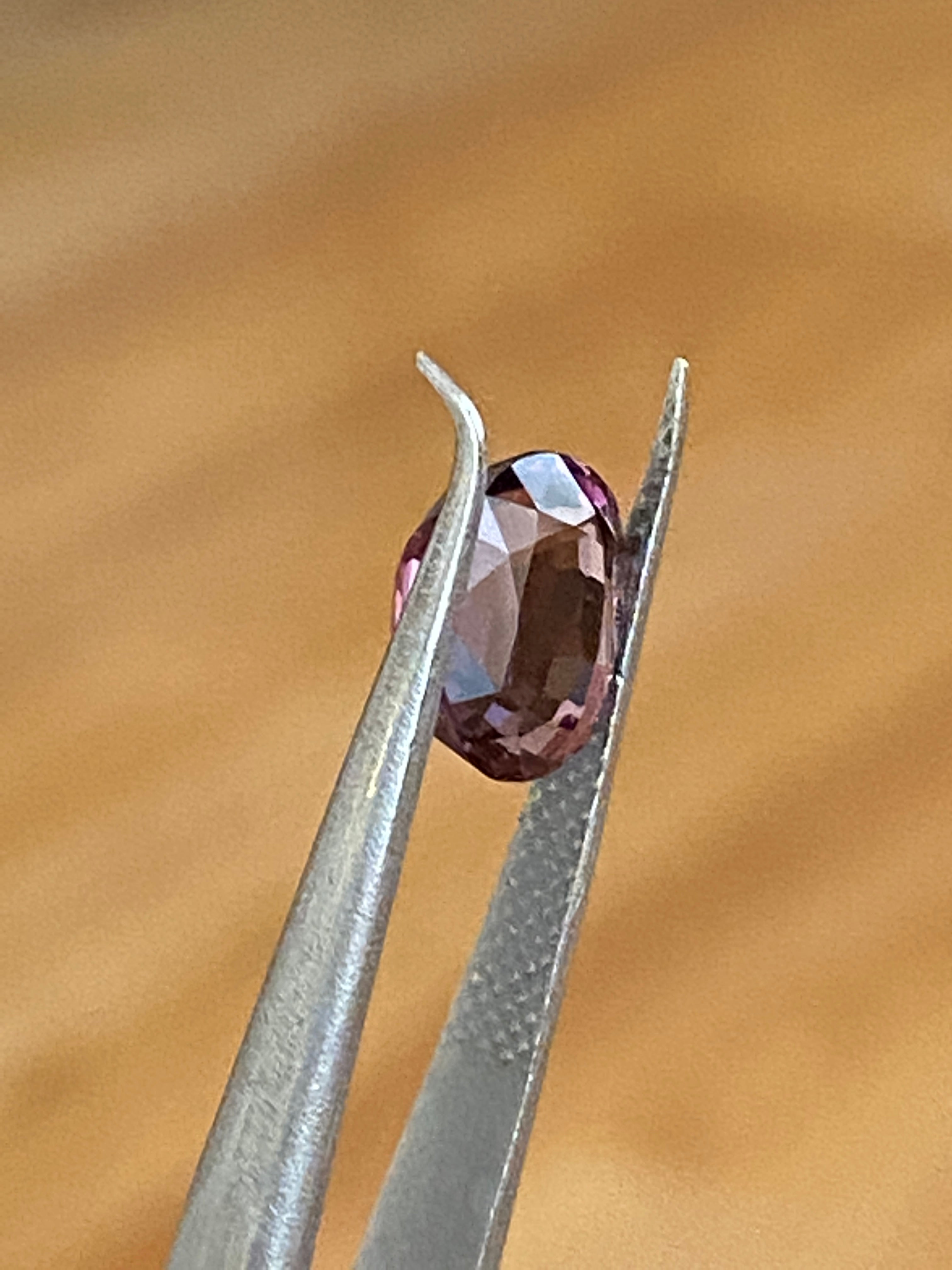 ALGT Certified 2.30 carat oval mixed cut Deep  Pink Spinel