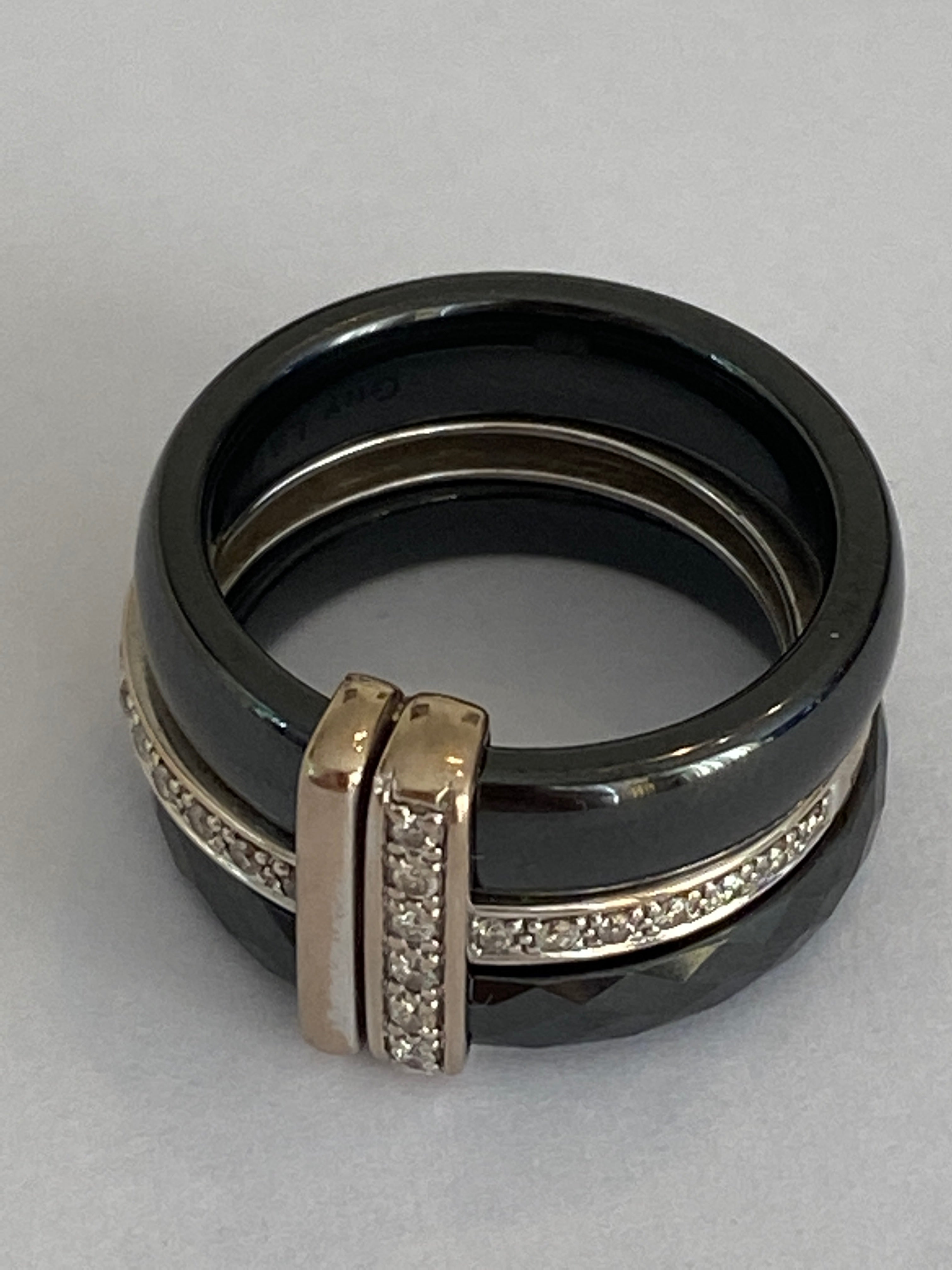 Guy Laroche white 18 kt gold/ceramic diamond ring