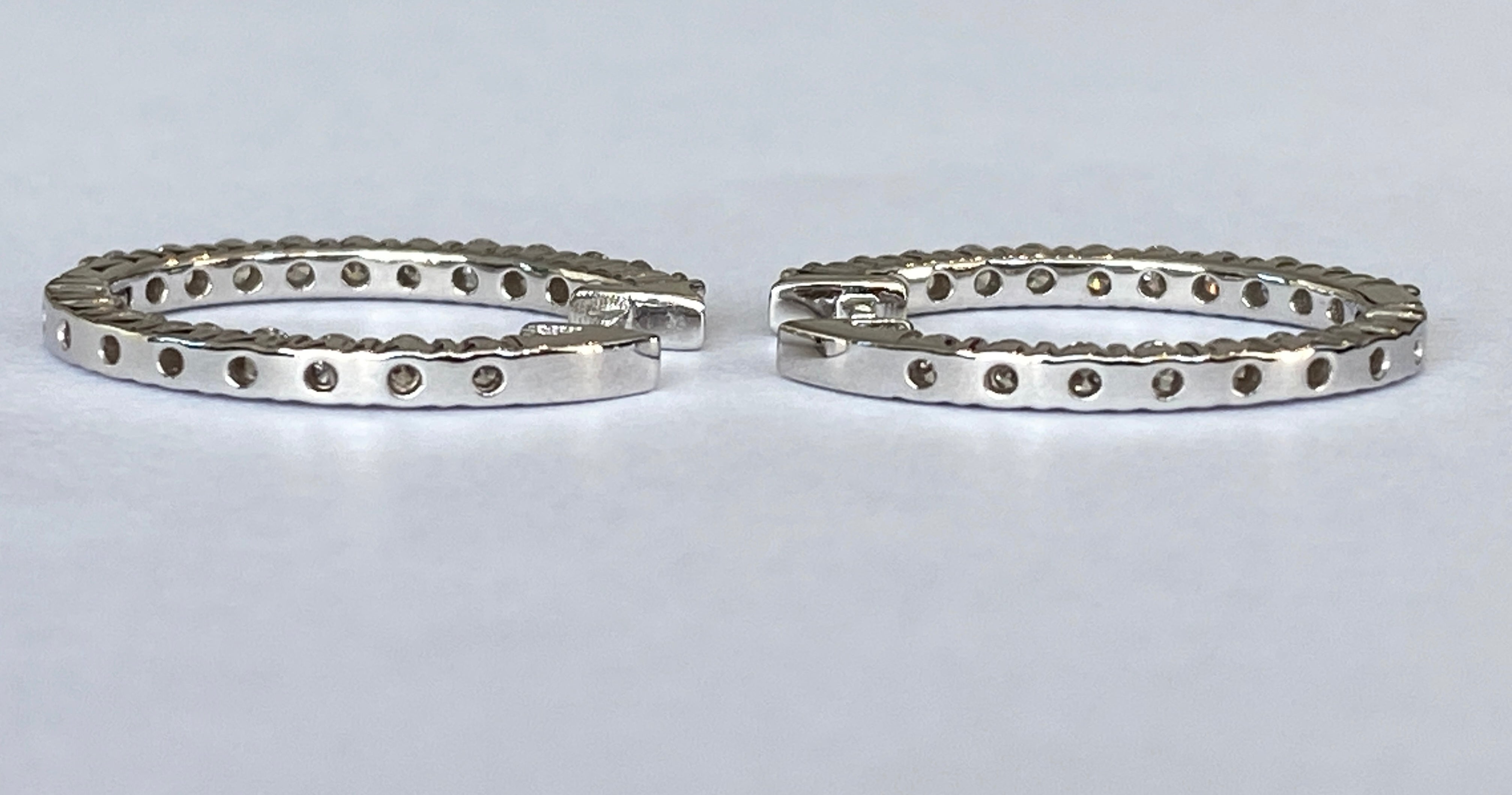 White 18 kt  Gold Huggies Hoop 1.00ct Diamond Earrings