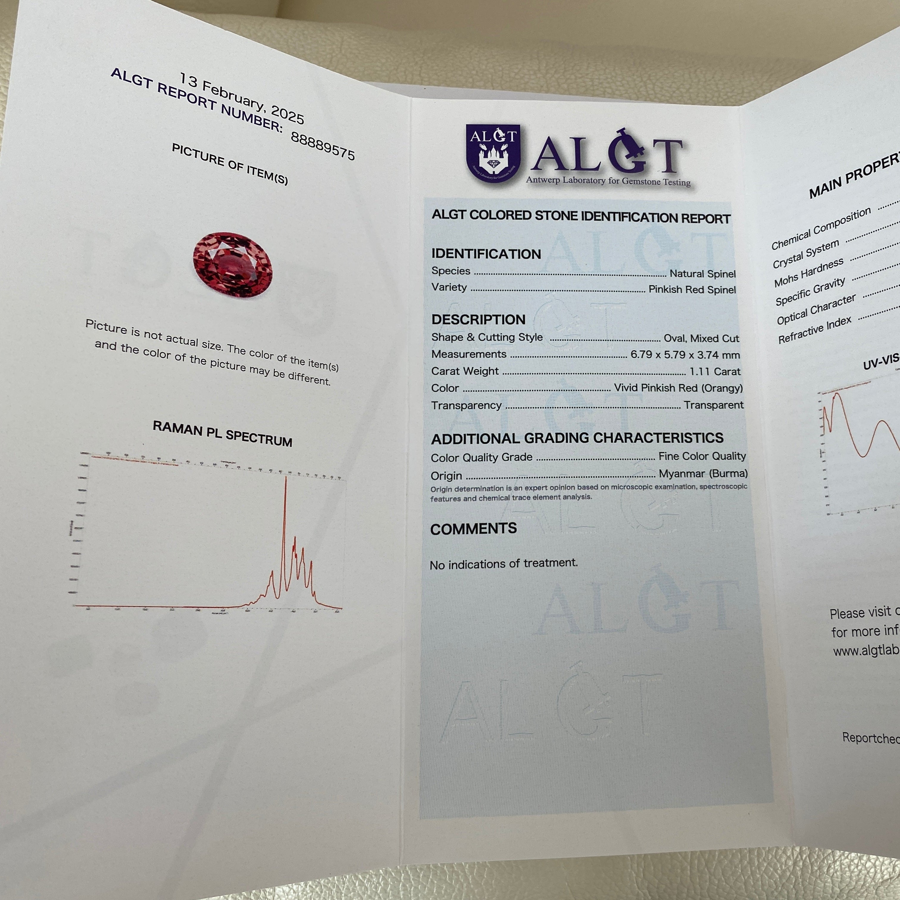 Exquisite Unheated Pinkish-Red Burma Spinel and Diamond Engagement Gold Ring