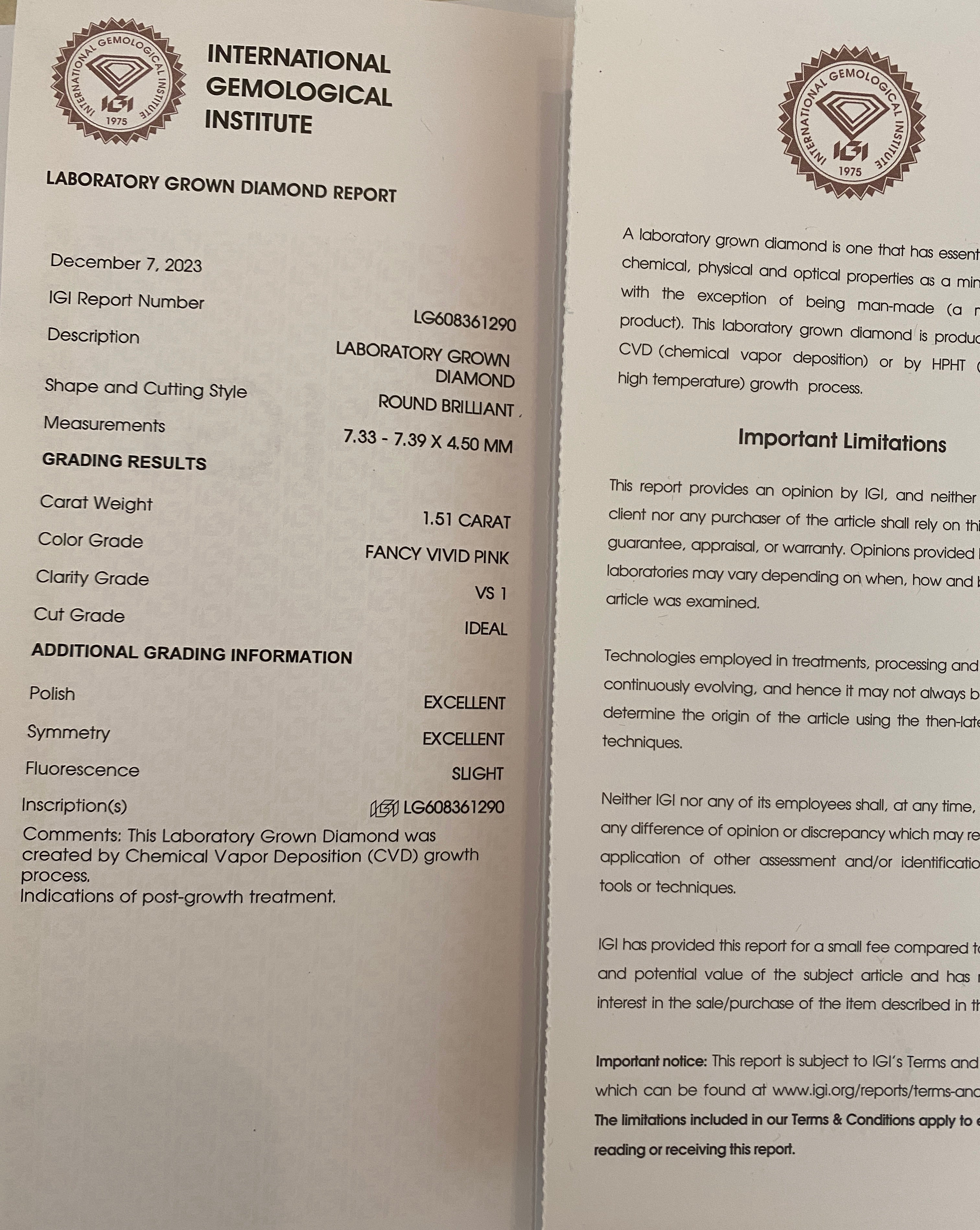 18 kt  Gold Engagement Ring with 1.51 Ct VS1 Pink Lab-Created Diamond and natutal diamonds