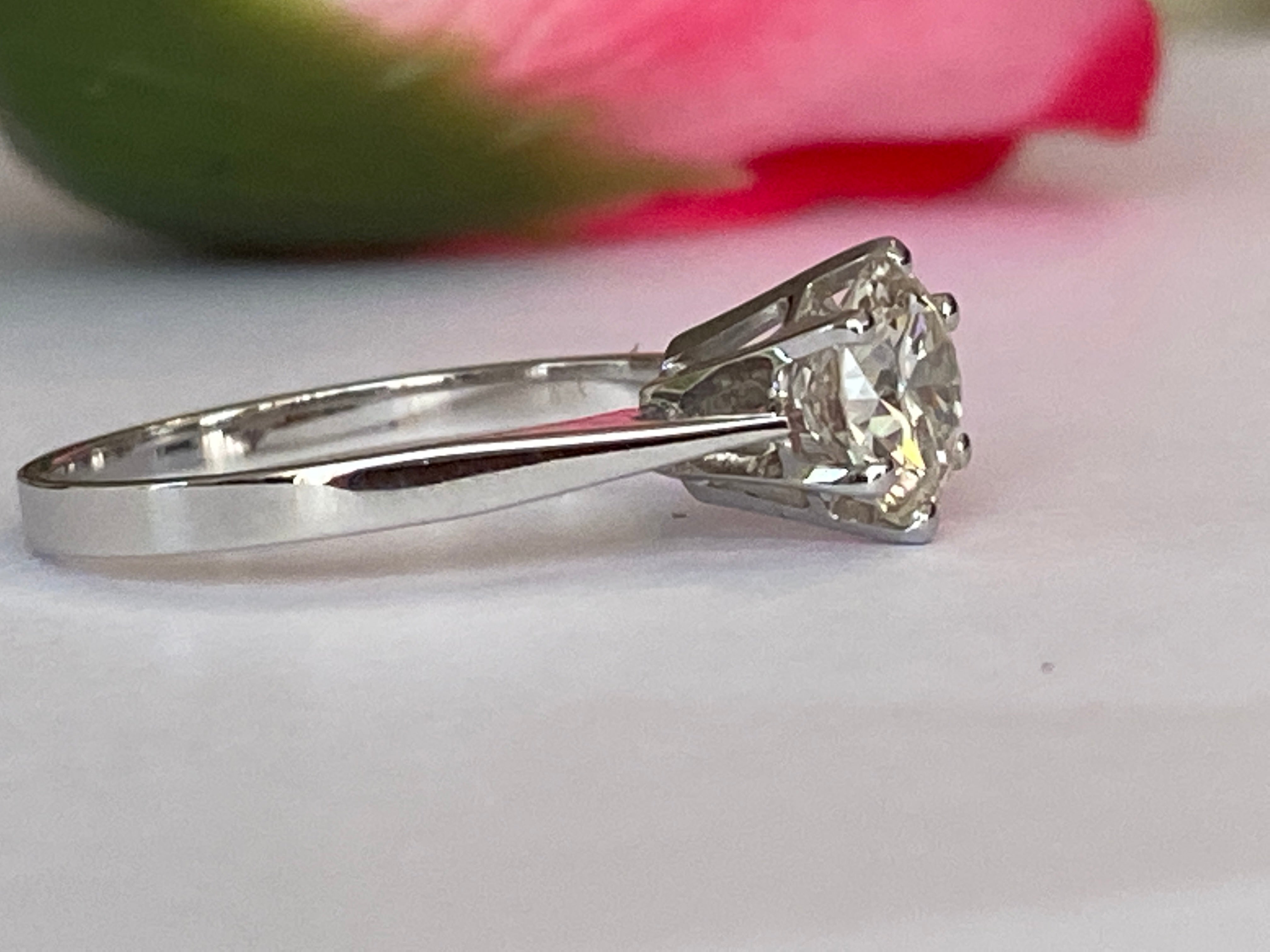 Certified 1.24 Carat  Old European Cut Diamond  White Gold Ring