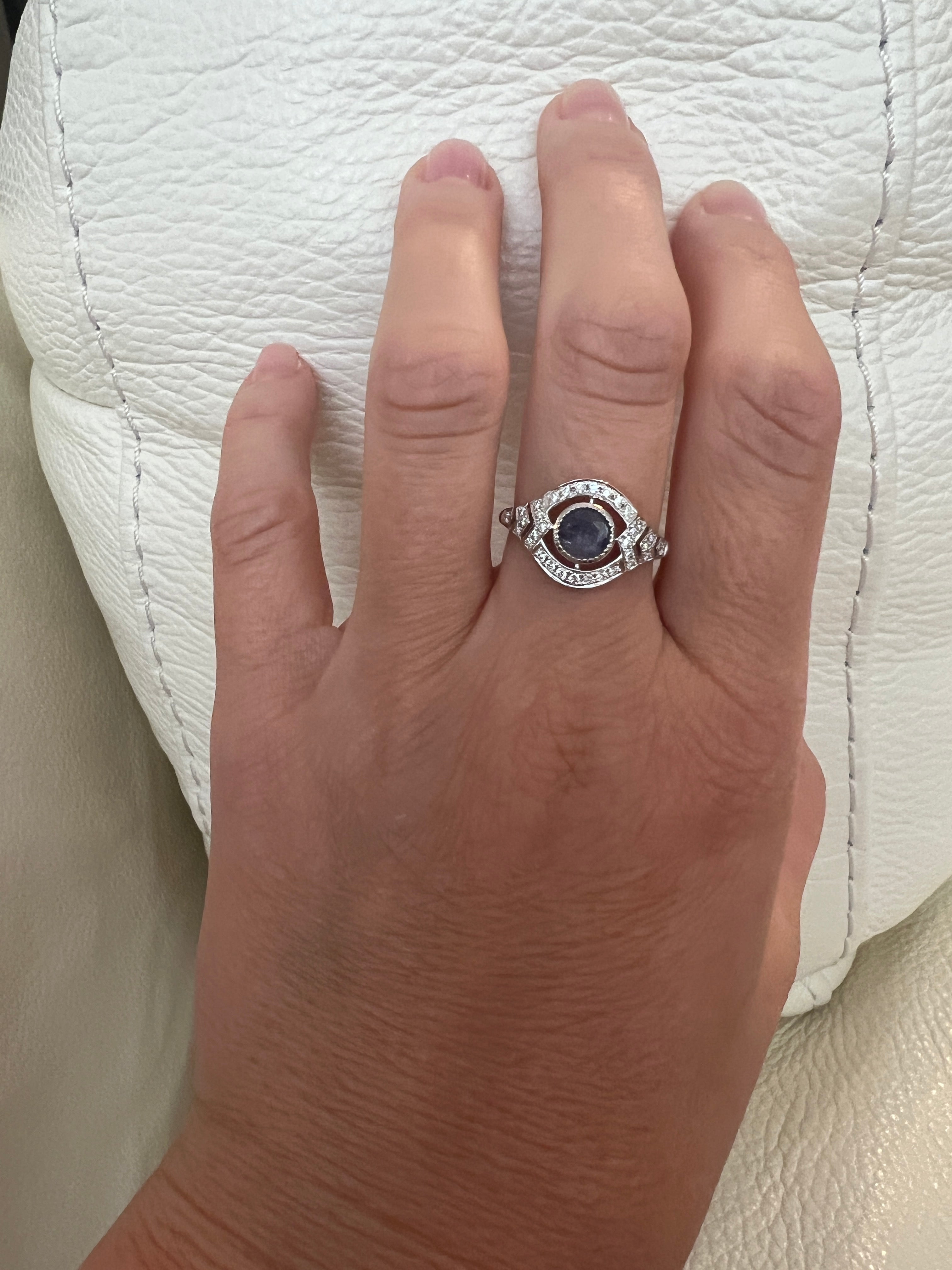 ALGT certified Natural 0.77 Carat  Alexandrite and  Diamond  White Gold  Ring