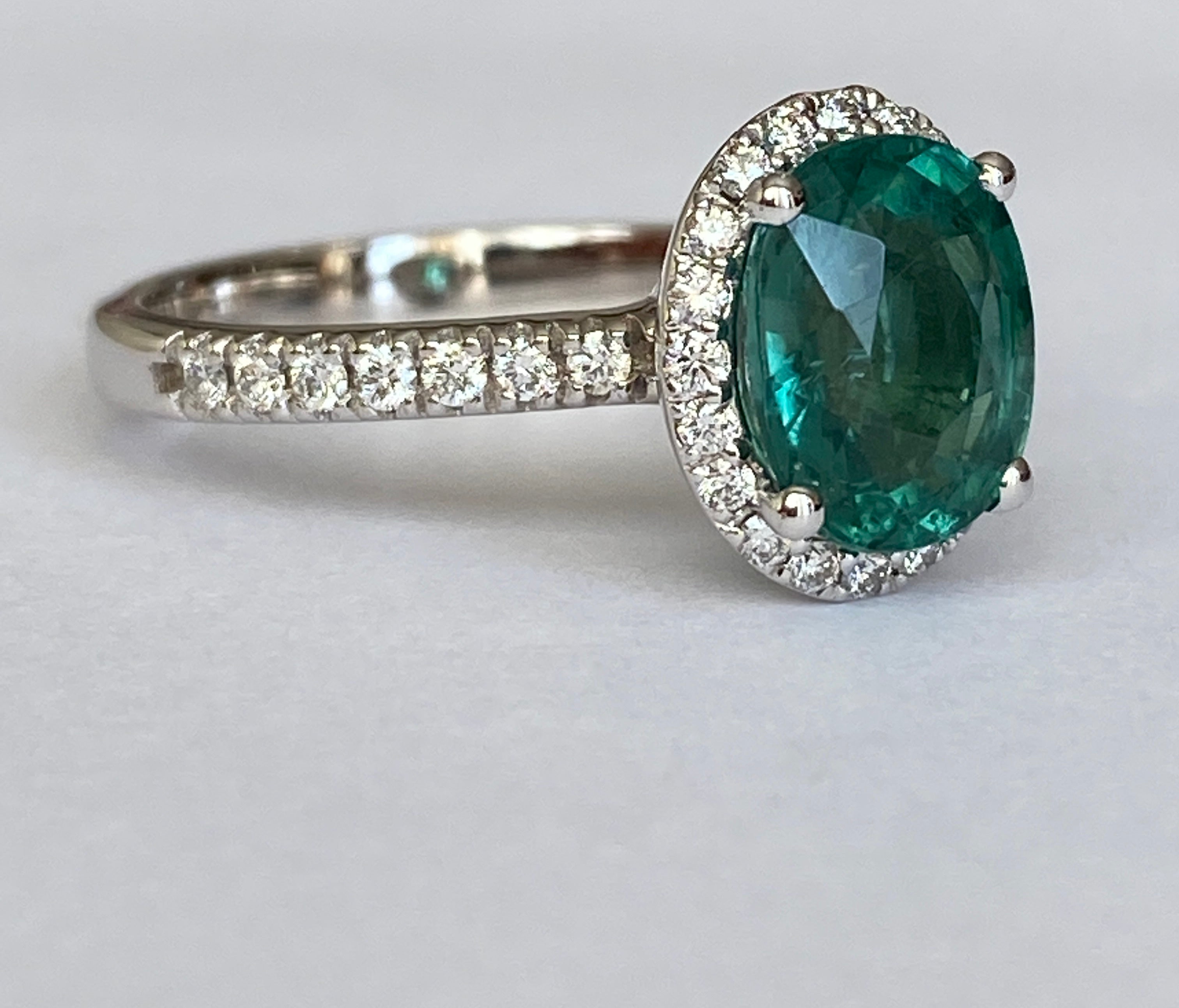 ALGT Certified 2.08 Carat Lagoon Tourmaline Diamond Cocktail Gold ring