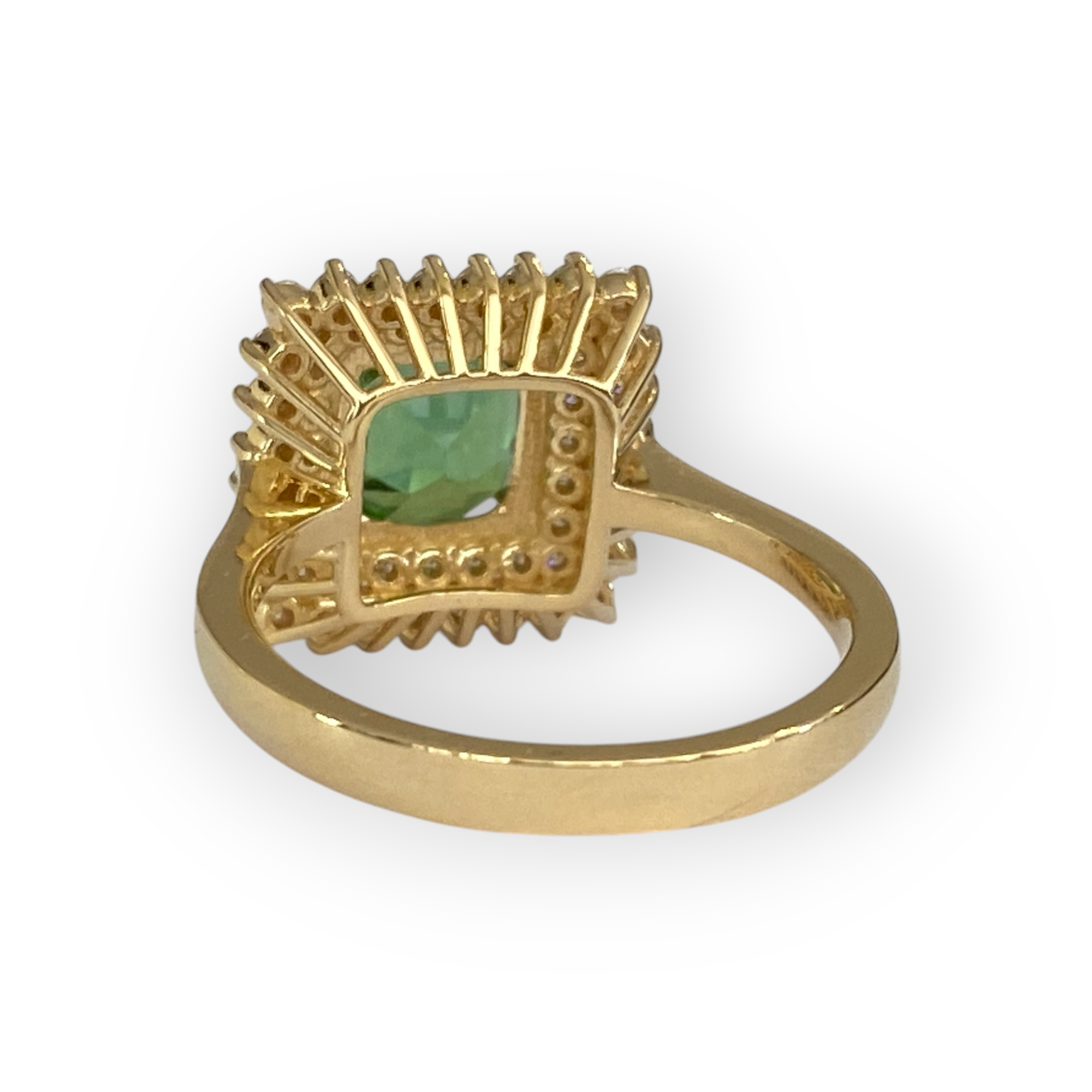 Certified 18K Yellow Gold Ring with 2.50 Ct verdelite Tourmaline& Diamonds