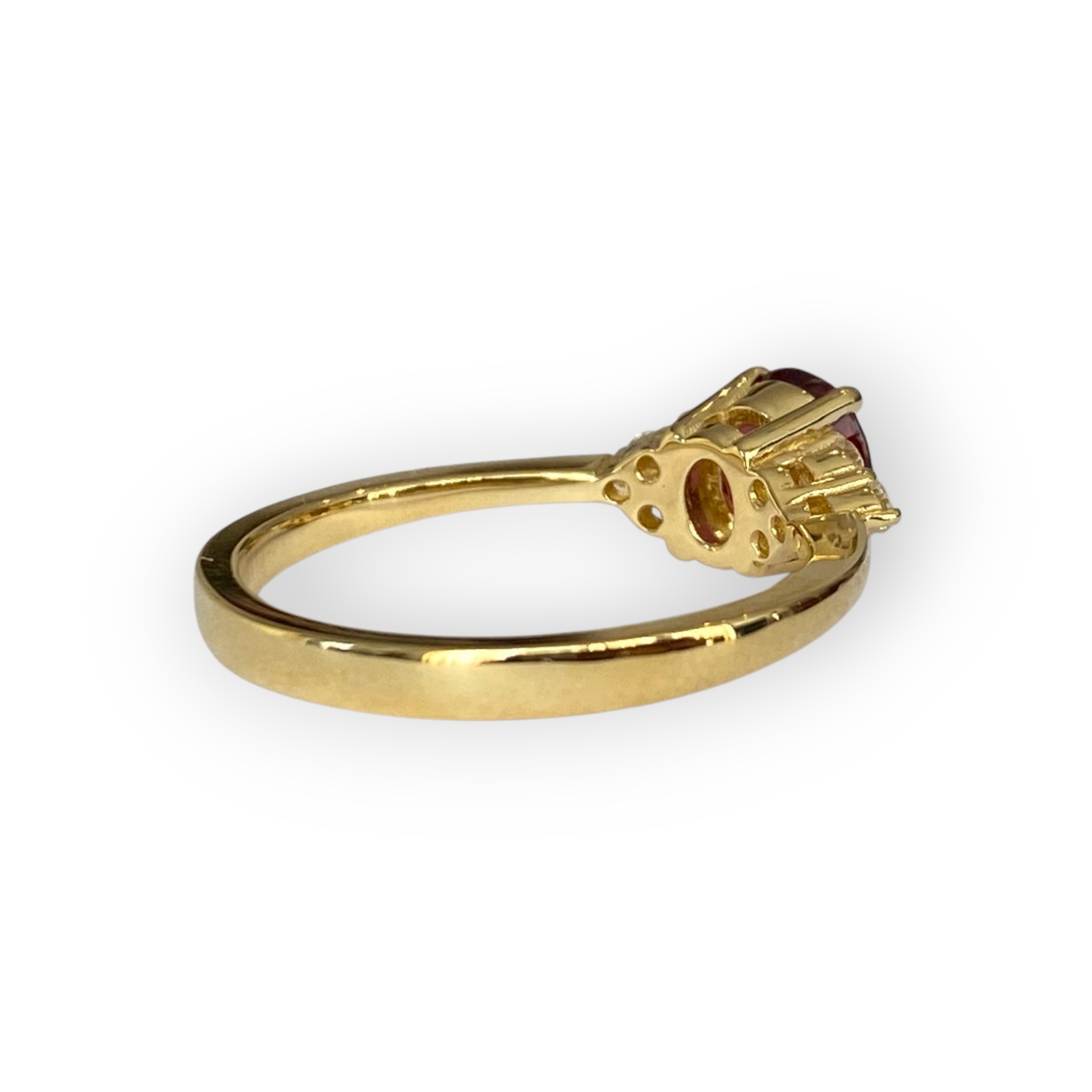 Exquisite Unheated Pinkish-Red Burma Spinel and Diamond Engagement Gold Ring