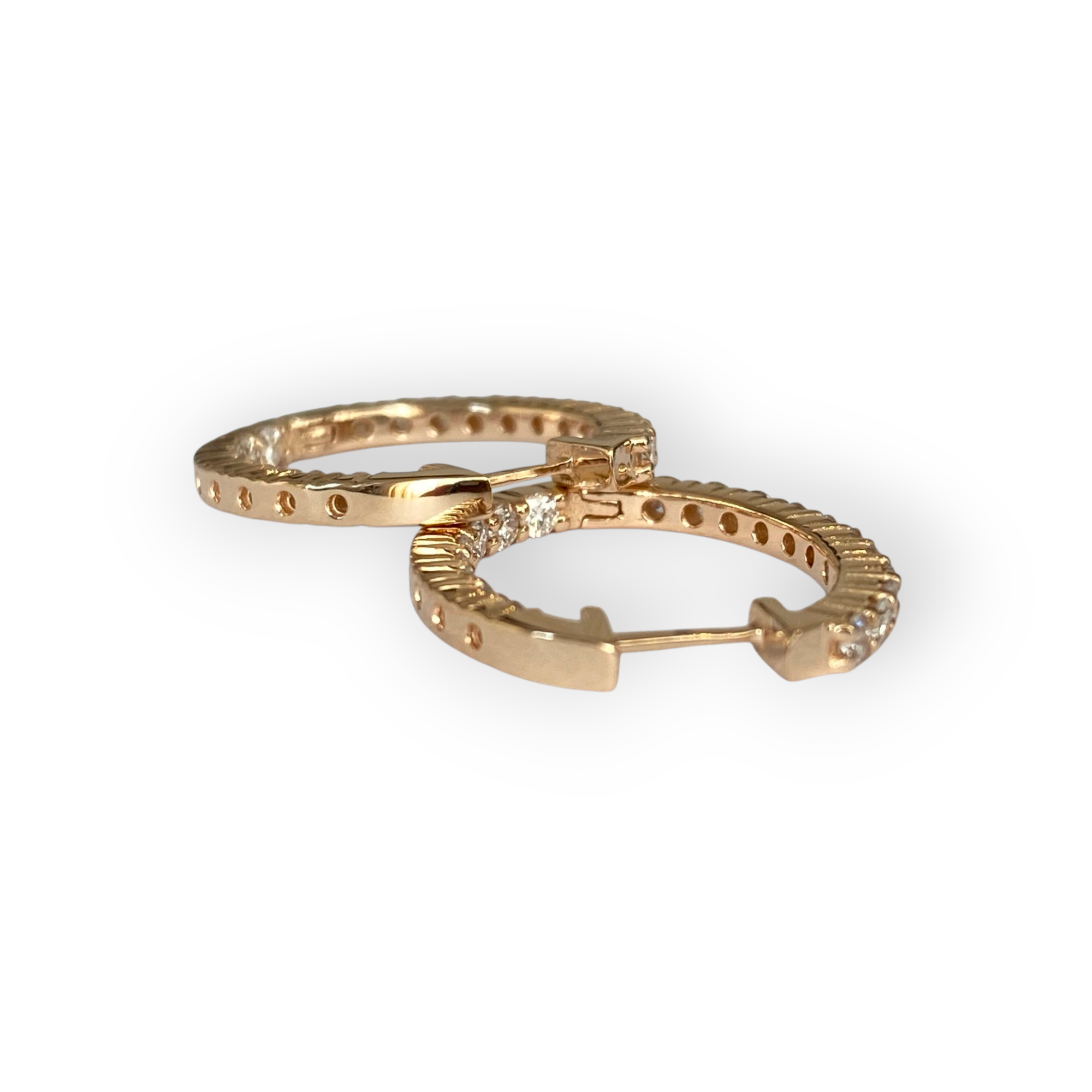 Rose Gold Huggies Hoop Diamond Earrings